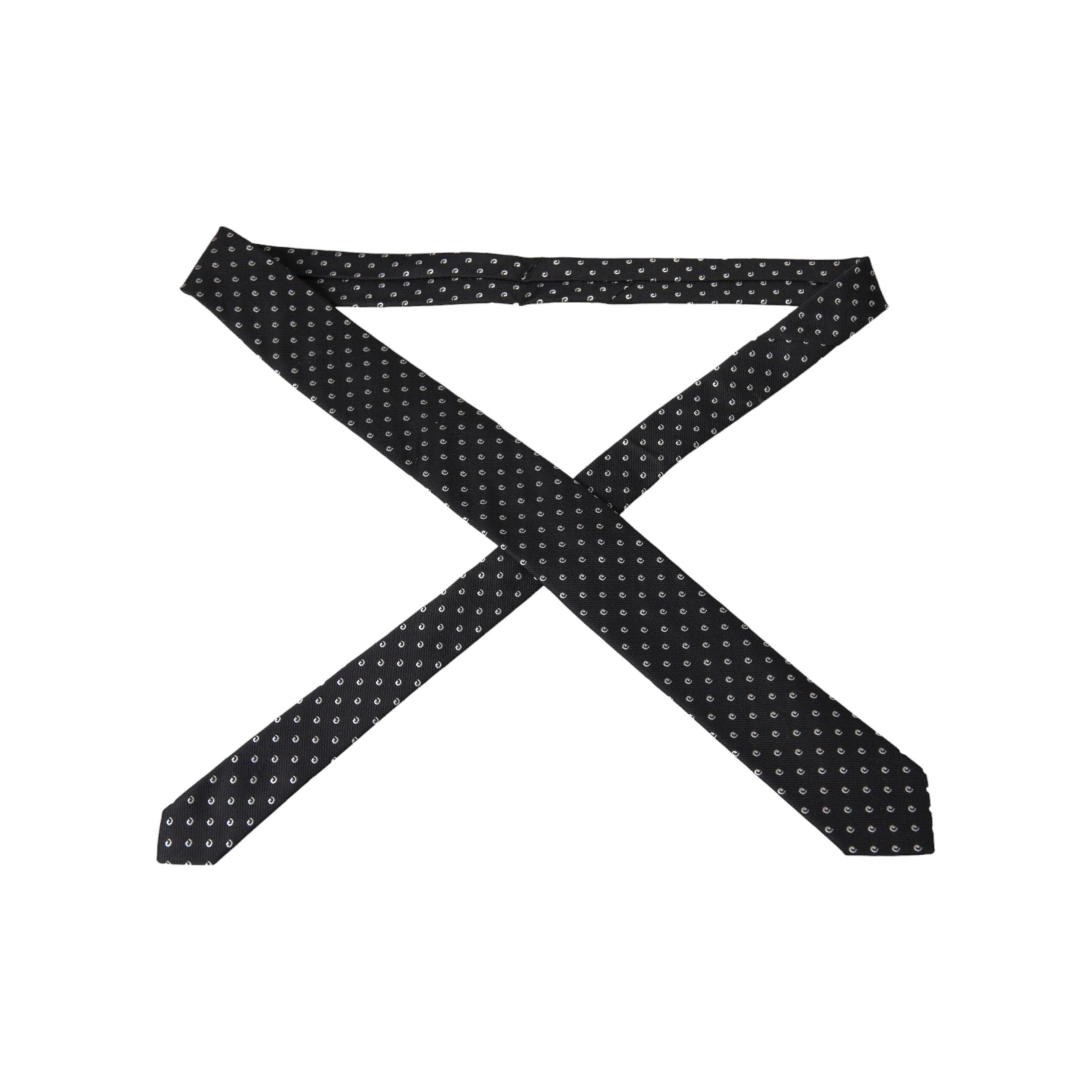 Dolce & Gabbana Black Logo Cotton Blend Adjustable Tie