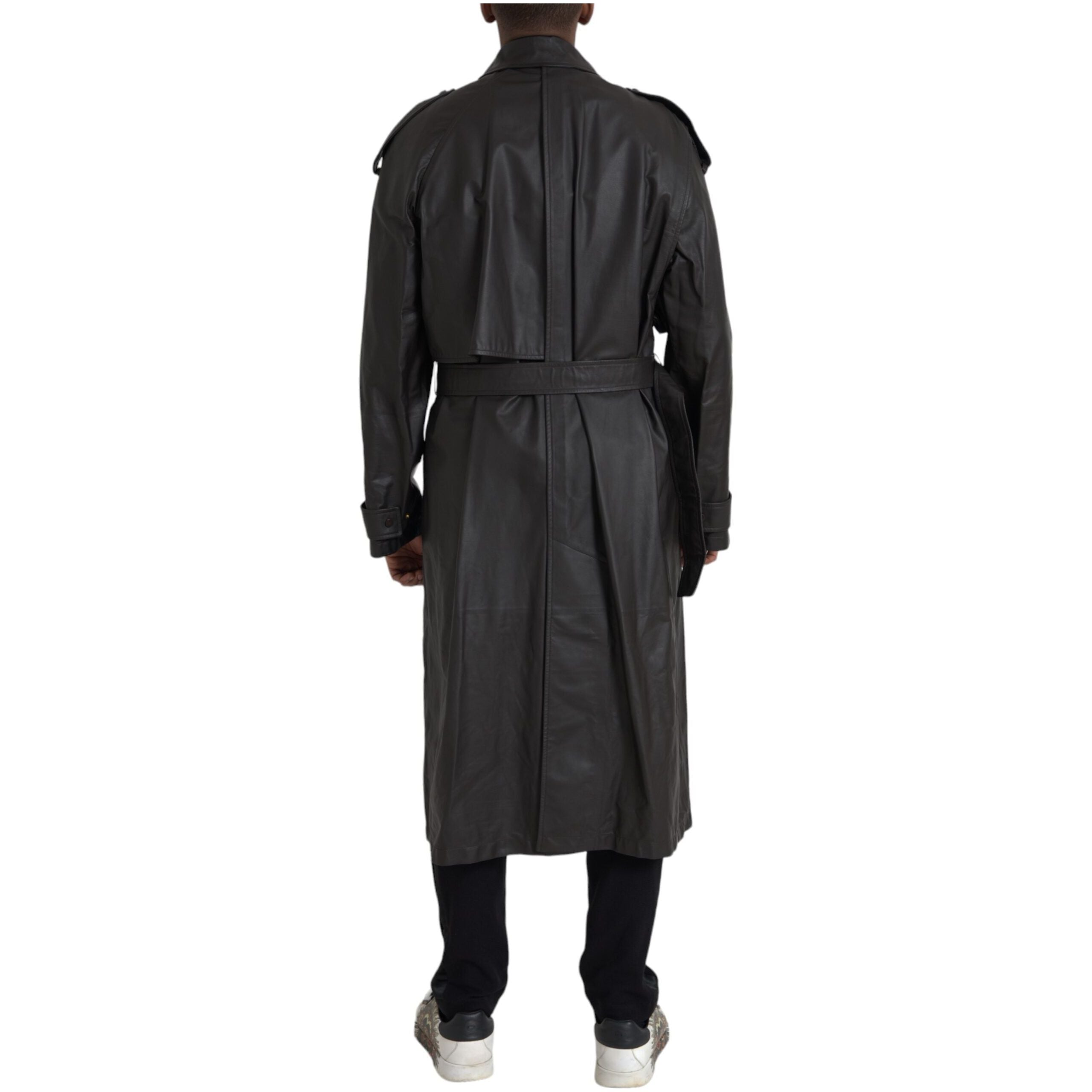Bottega Veneta Black Matte Waterproof Leather Coat Jacket