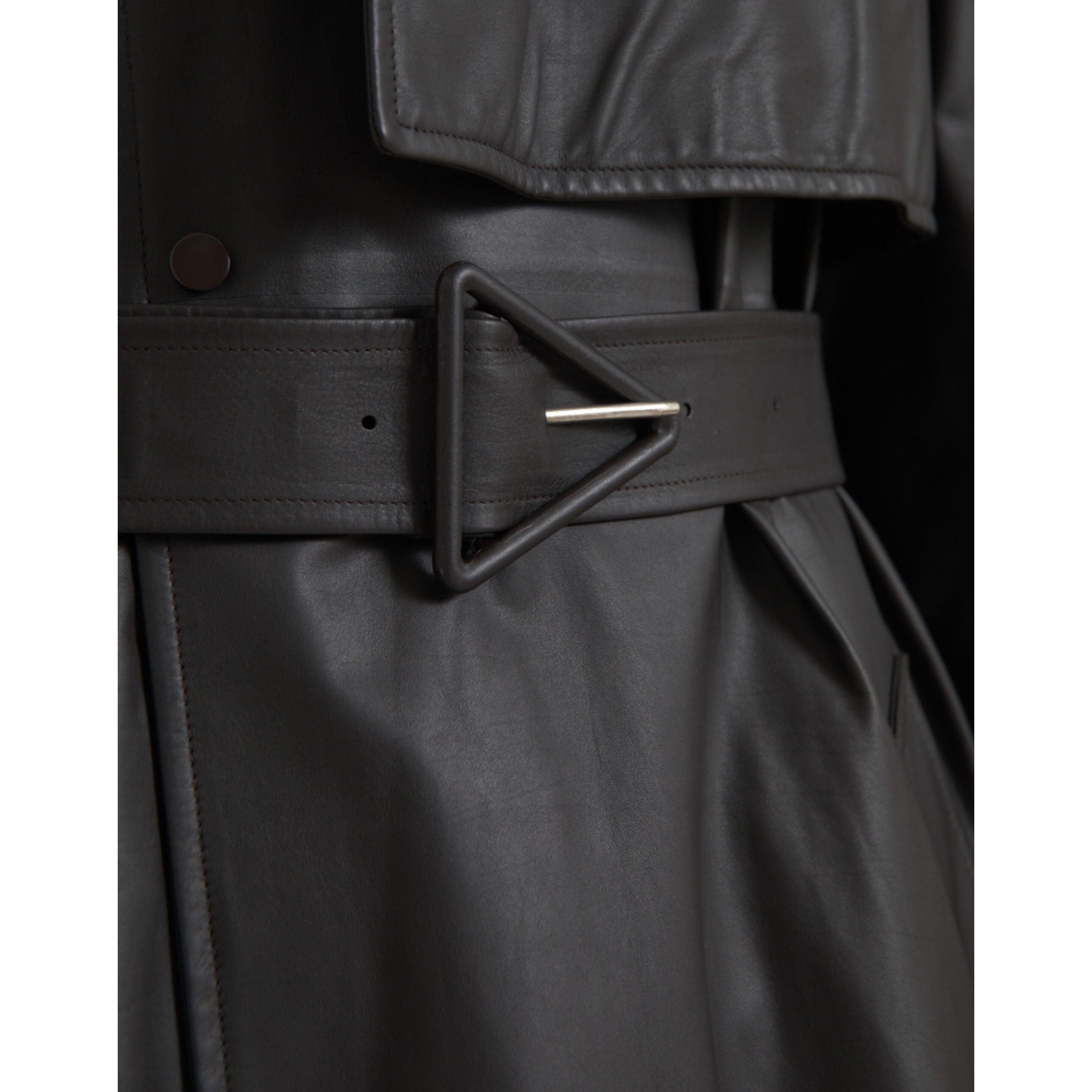 Bottega Veneta Black Matte Waterproof Leather Coat Jacket