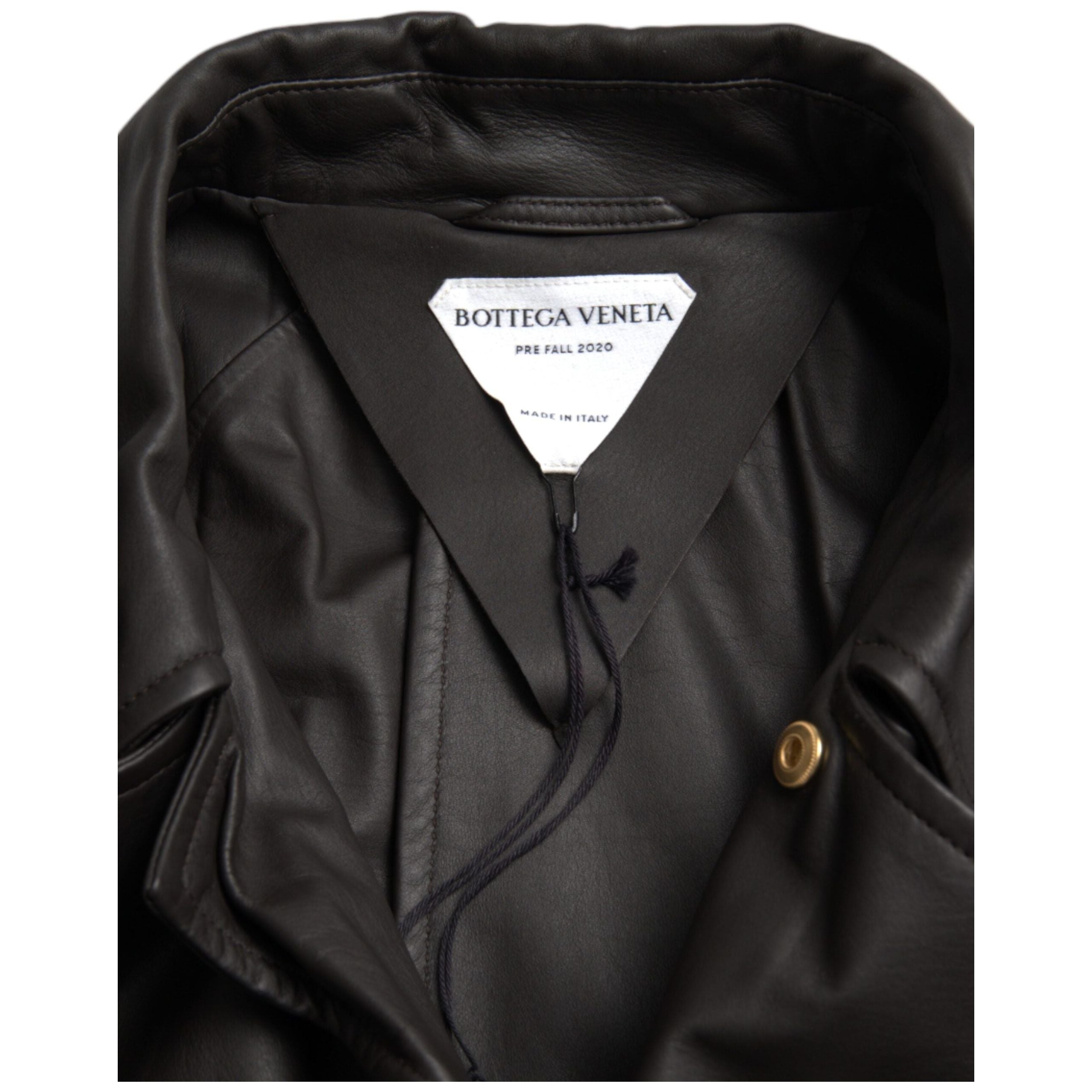 Bottega Veneta Black Matte Waterproof Leather Coat Jacket