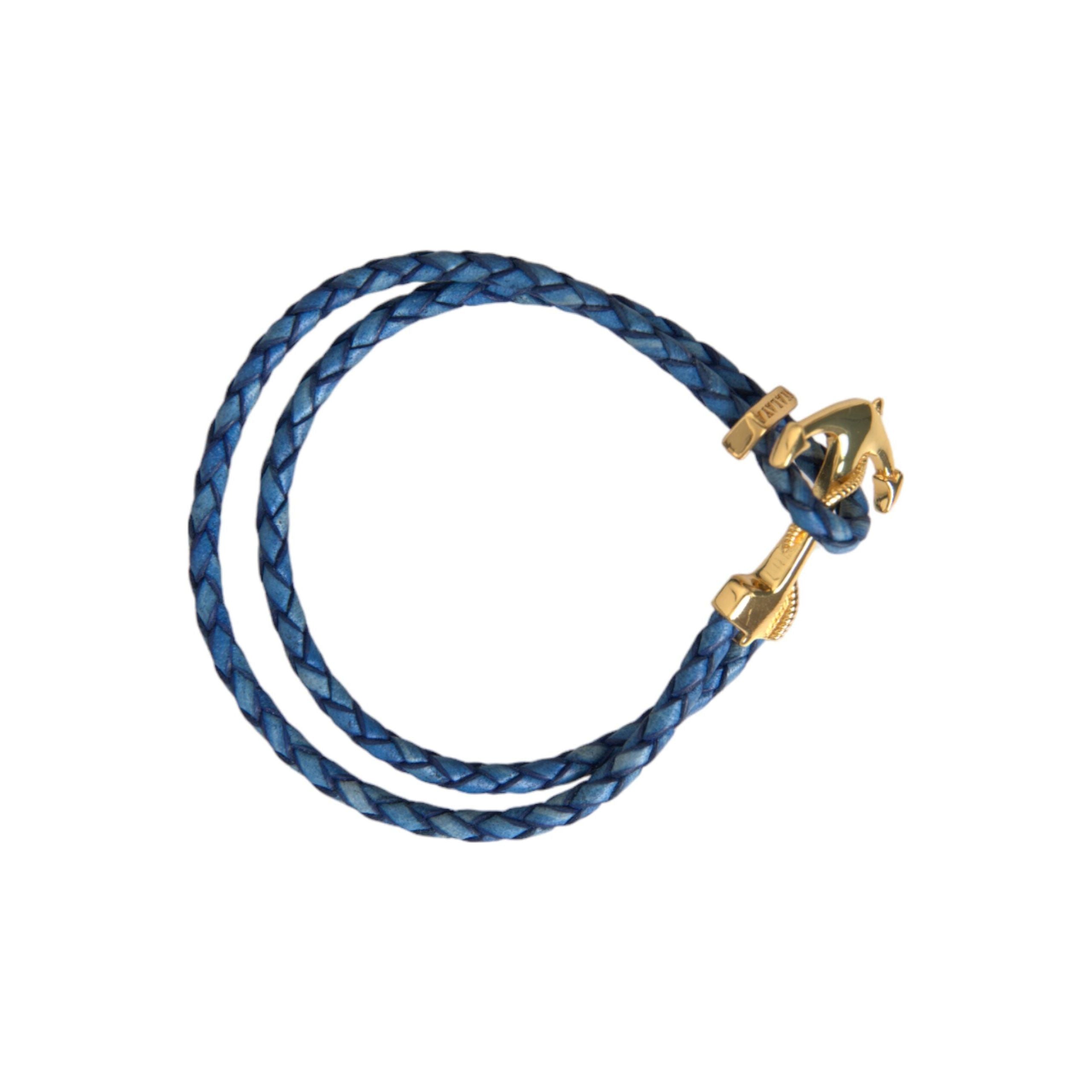 Nialaya Blue Gold 925 Silver Charm Bracelet