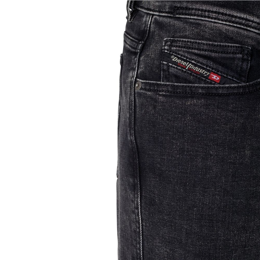 Diesel Black Cotton Jeans with Edgy Rock-Inspired Design