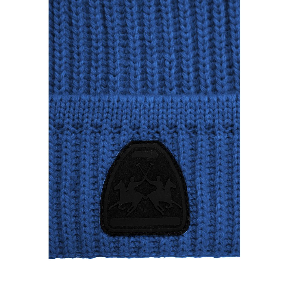 La Martina Light Blue Acrylic Beanie for Sophisticated Style