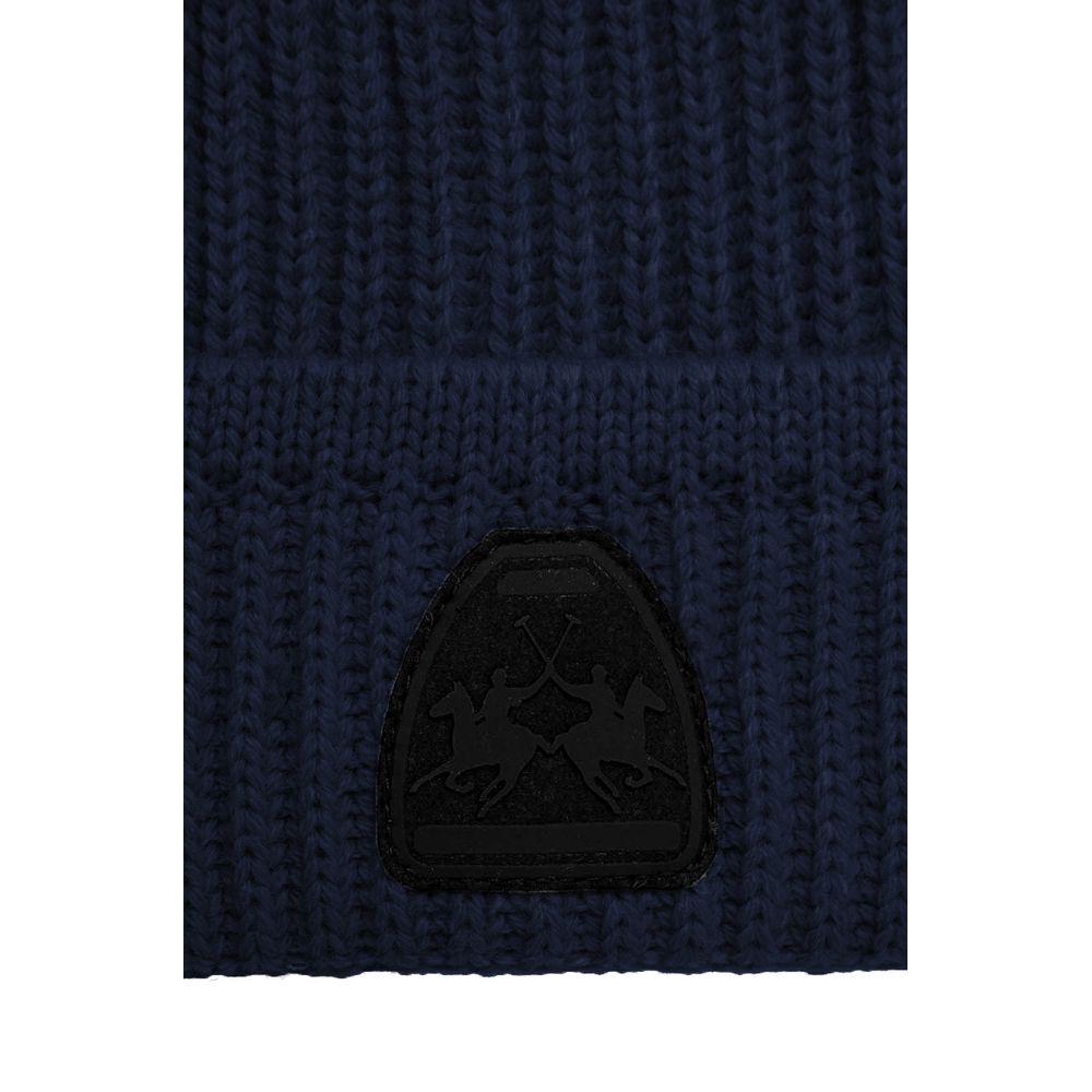La Martina Blue Acrylic Beanie for Elevated Winter Style