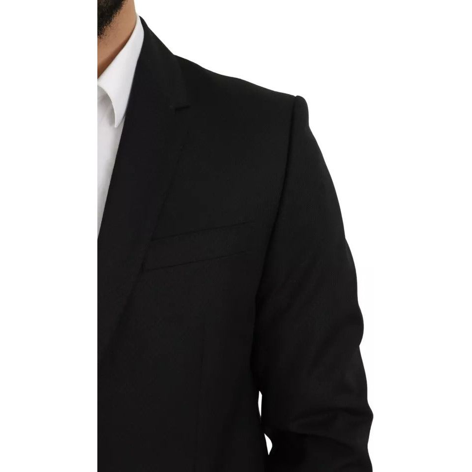 Dolce & Gabbana Black Wool Slim Fit Notch Jacket Blazer