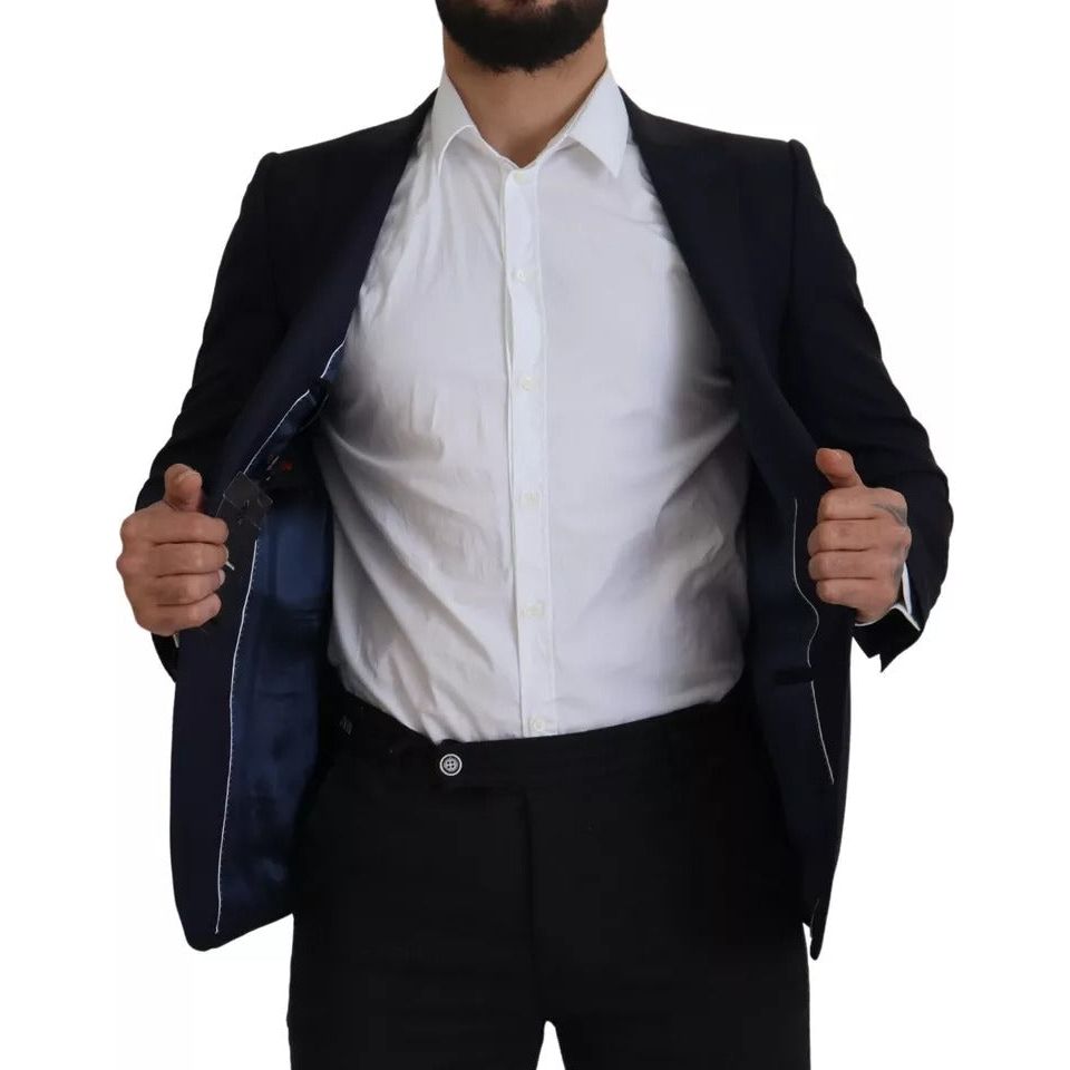 Dolce & Gabbana Blue Wool Single Breasted Coat Blazer