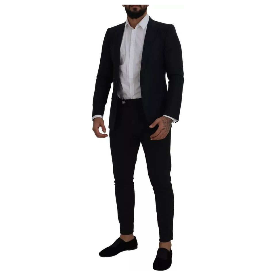 Dolce & Gabbana Blue Wool Single Breasted Coat Blazer