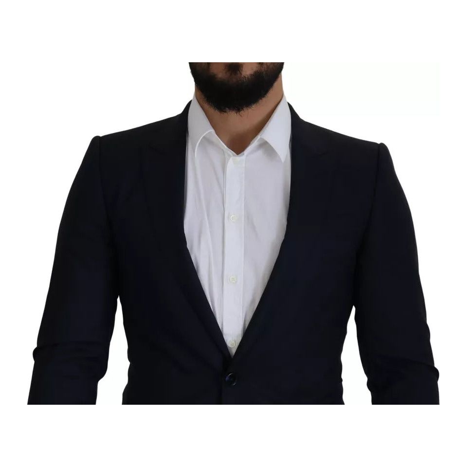 Dolce & Gabbana Blue Wool Single Breasted Coat Blazer