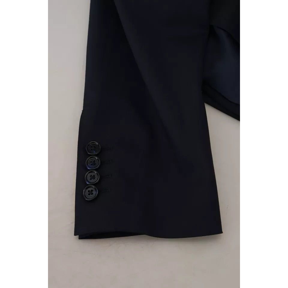 Dolce & Gabbana Blue Wool Single Breasted Coat Blazer