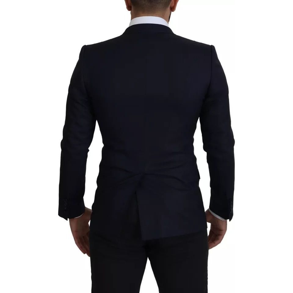Dolce & Gabbana Blue Wool Single Breasted Coat Blazer