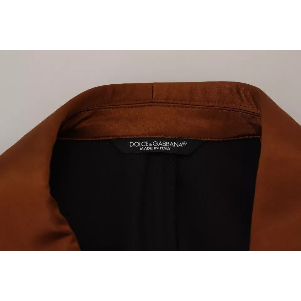 Dolce & Gabbana Bronze Silk Monkey Print Slim Jacket Blazer
