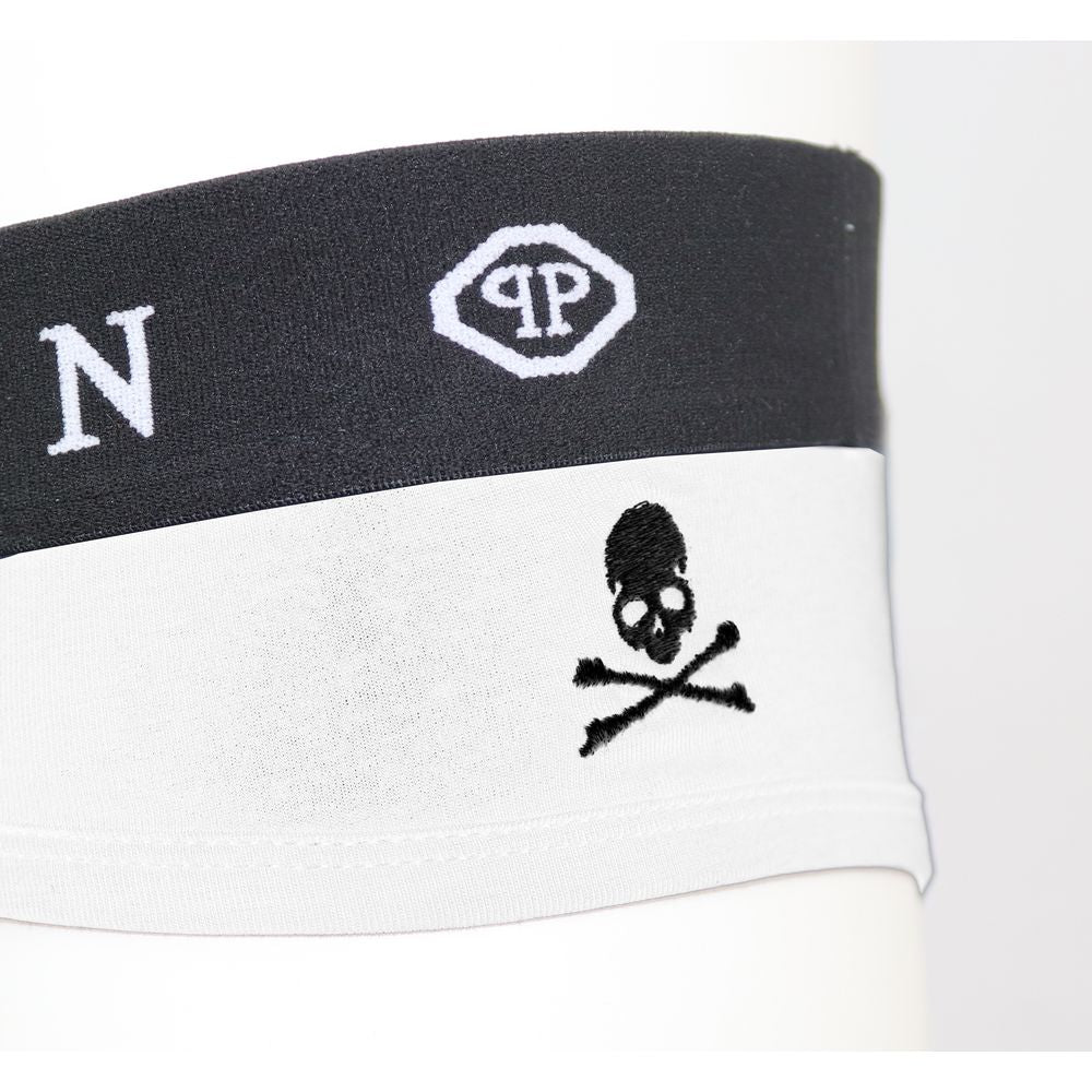 Philipp Plein White Cotton Boxer Short for Elevated Comfort