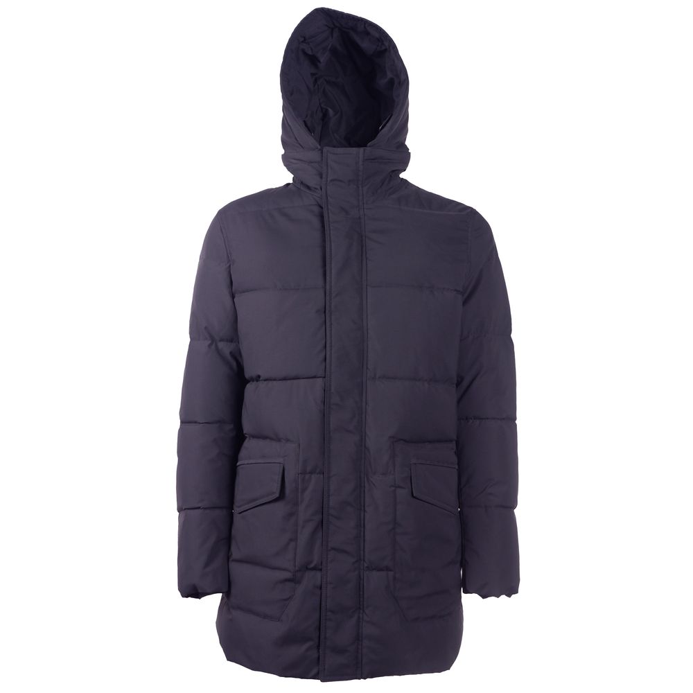 Emilio Romanelli Blue Cotton Jacket with Removable Hood