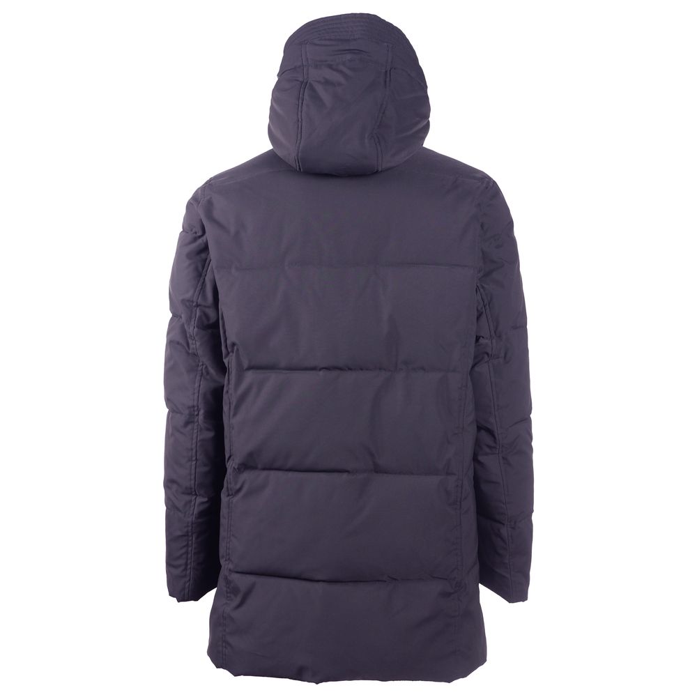 Emilio Romanelli Blue Cotton Jacket with Removable Hood
