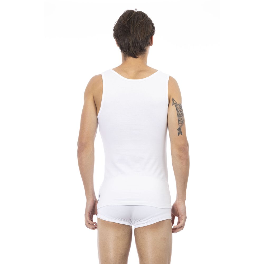 Bikkembergs White Cotton Tank Top for Effortless Elegance