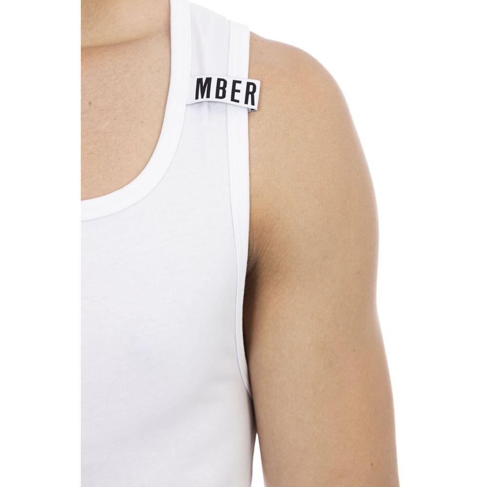 Bikkembergs White Cotton Tank Top for Effortless Elegance