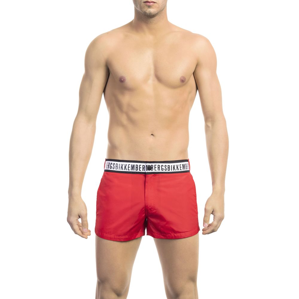 Bikkembergs Red Swim Short with Signature Branding