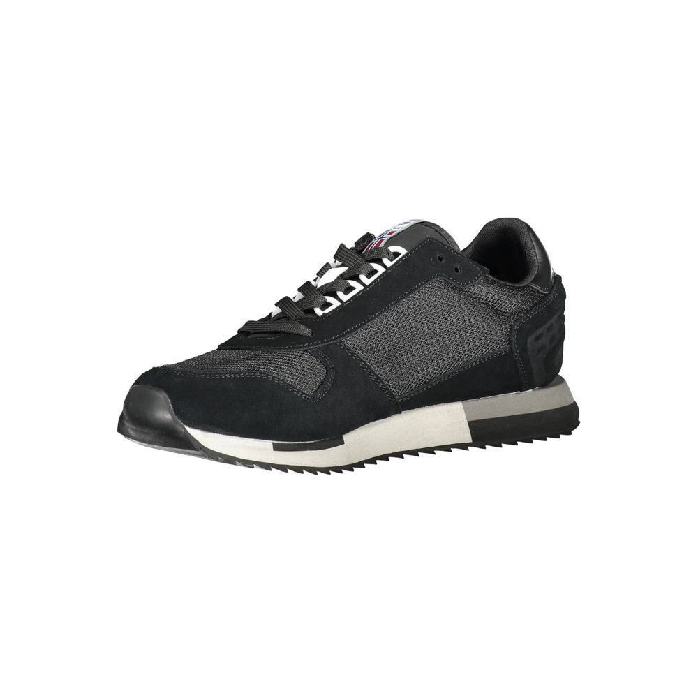 Napapijri Black Leather Sneaker, Timeless Elegance