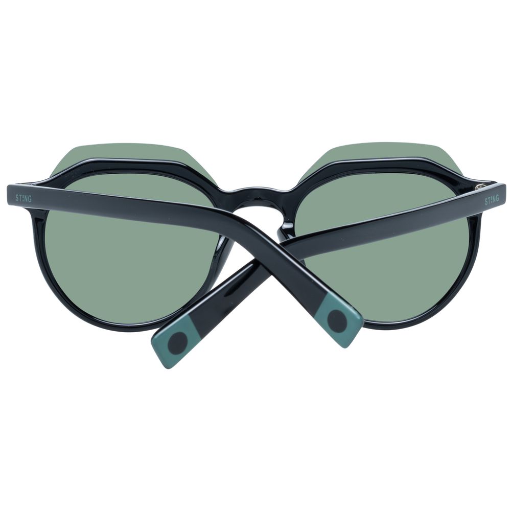 Sting Black Metal Sunglasses with Green Mirrored Lenses
