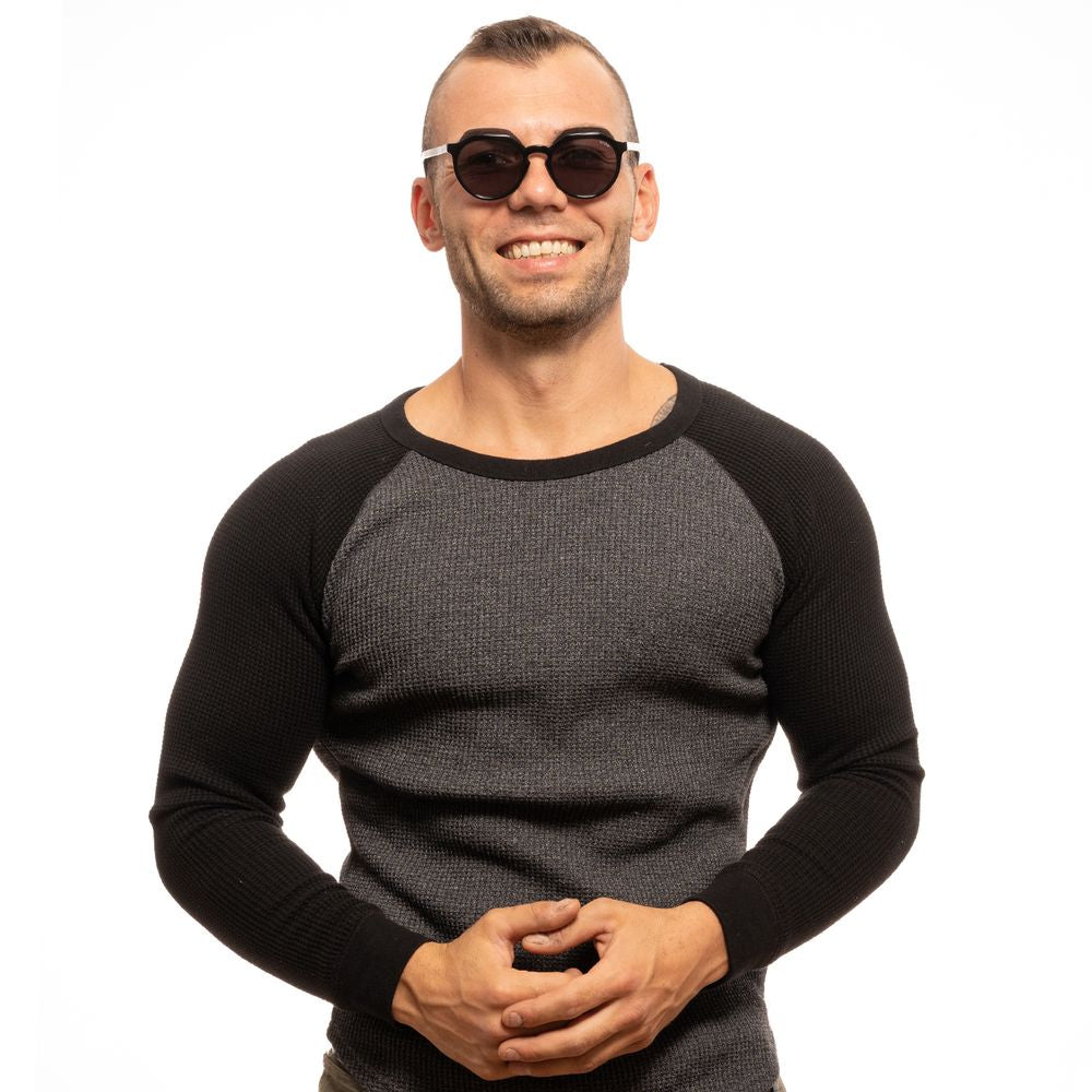 Sting Black Metal Sunglasses with Green Mirrored Lenses