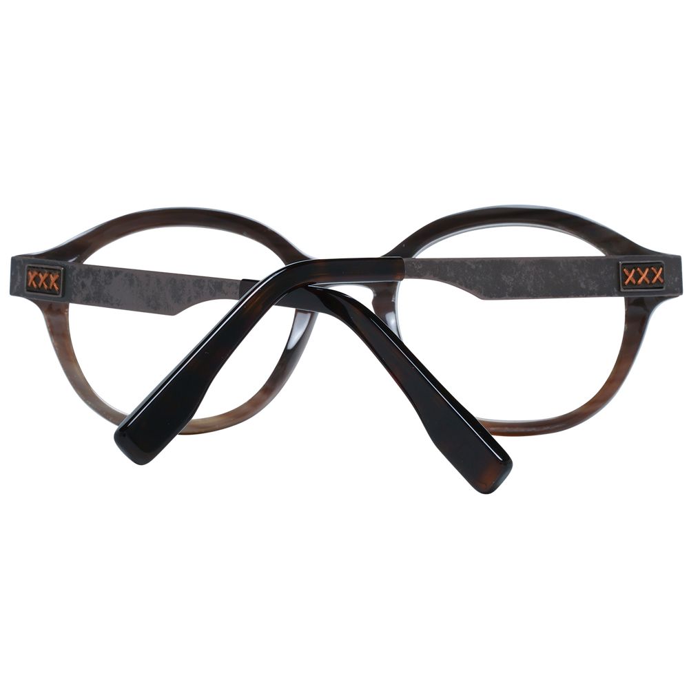Ermenegildo Zegna Brown Horn Optical Frames for Distinguished Style