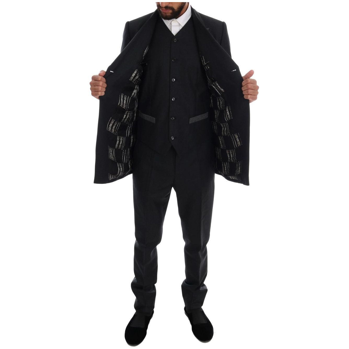 Dolce & Gabbana Gray Wool Double Breasted Suit