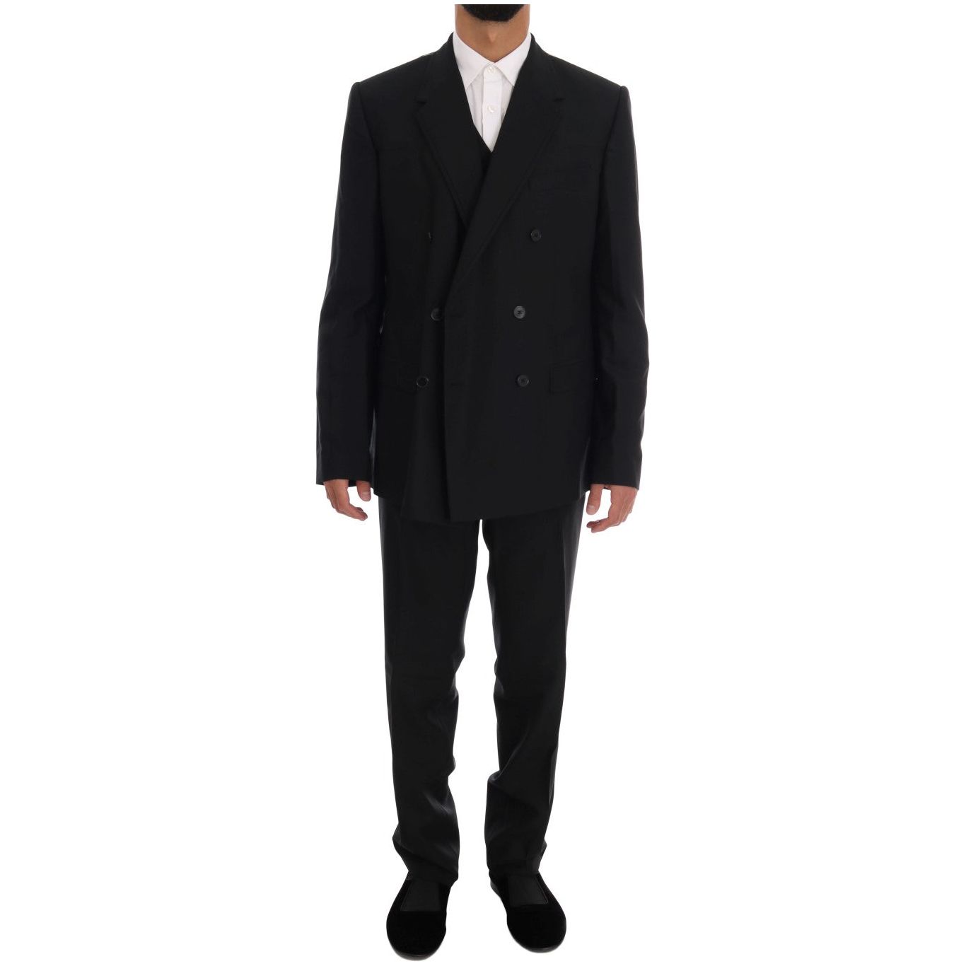 Dolce & Gabbana Black Wool Three-Piece Suit