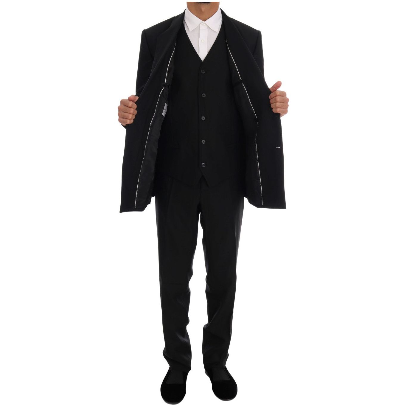 Dolce & Gabbana Black Wool Three-Piece Suit