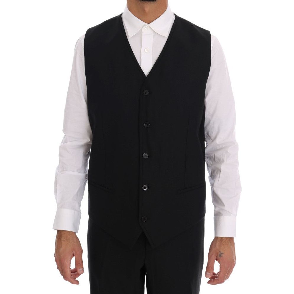 Dolce & Gabbana Black Wool Three-Piece Suit
