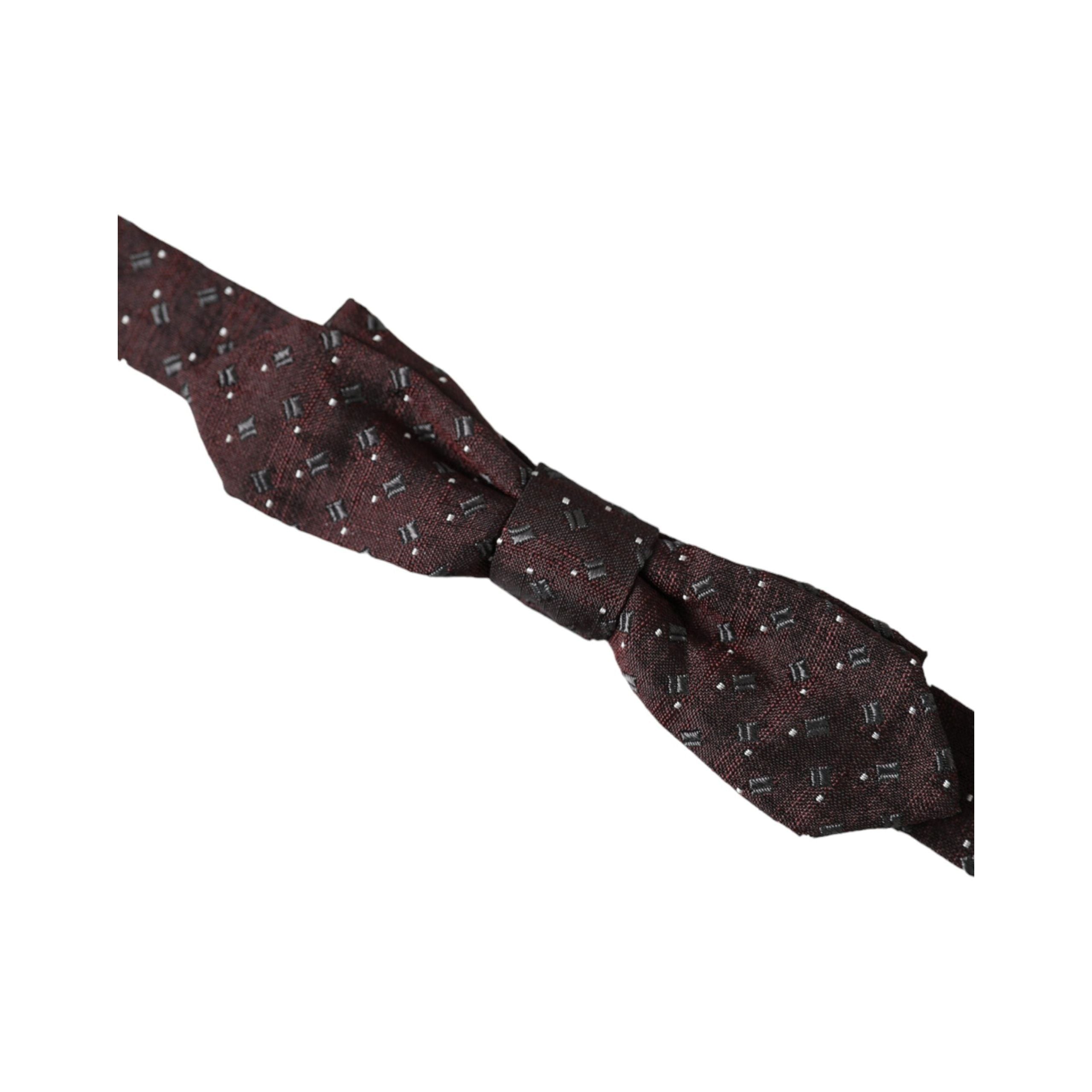 Dolce & Gabbana Maroon Silk Patterned Bow Tie Accessory