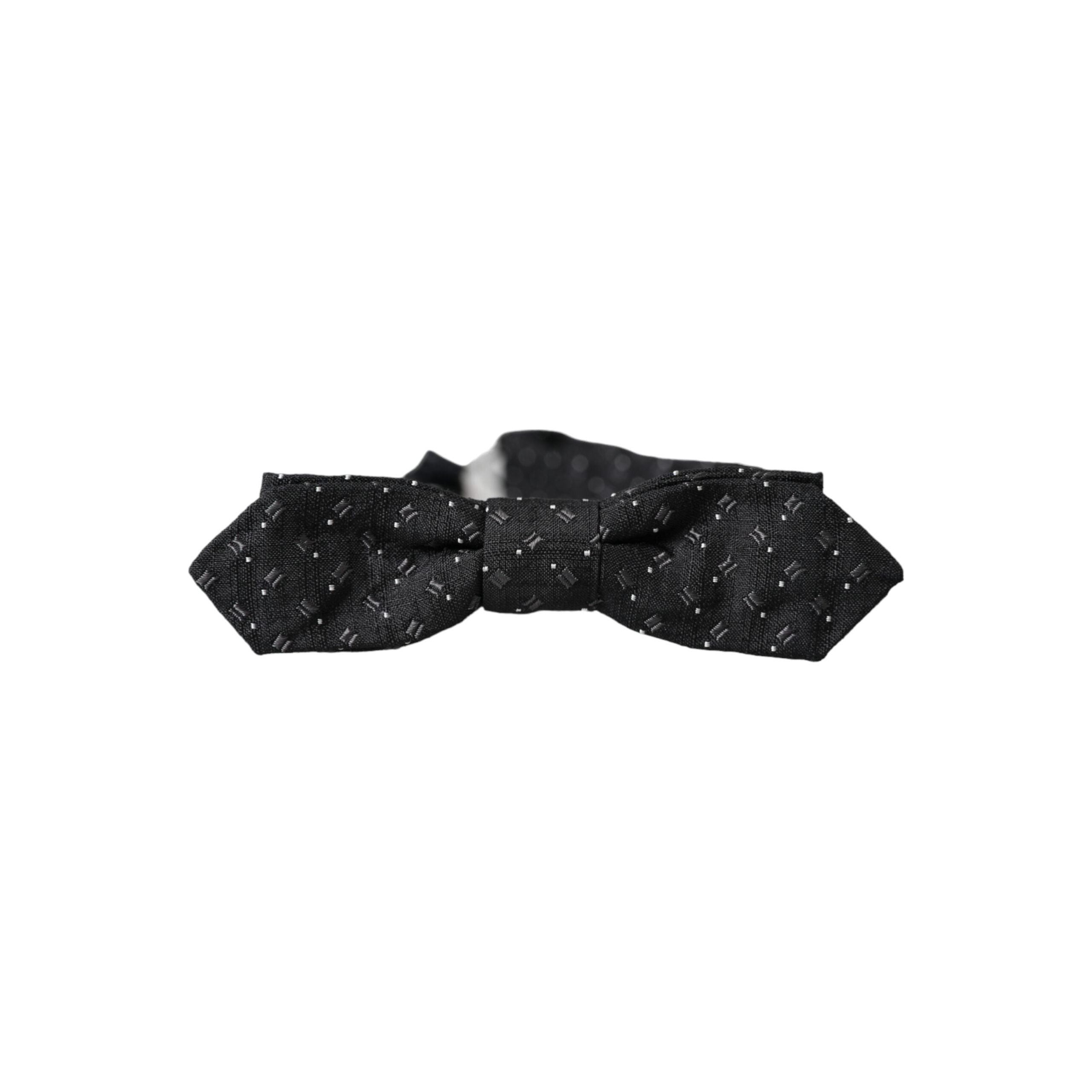 Dolce & Gabbana Black Silk Patterned Adjustable Neck Bow Tie