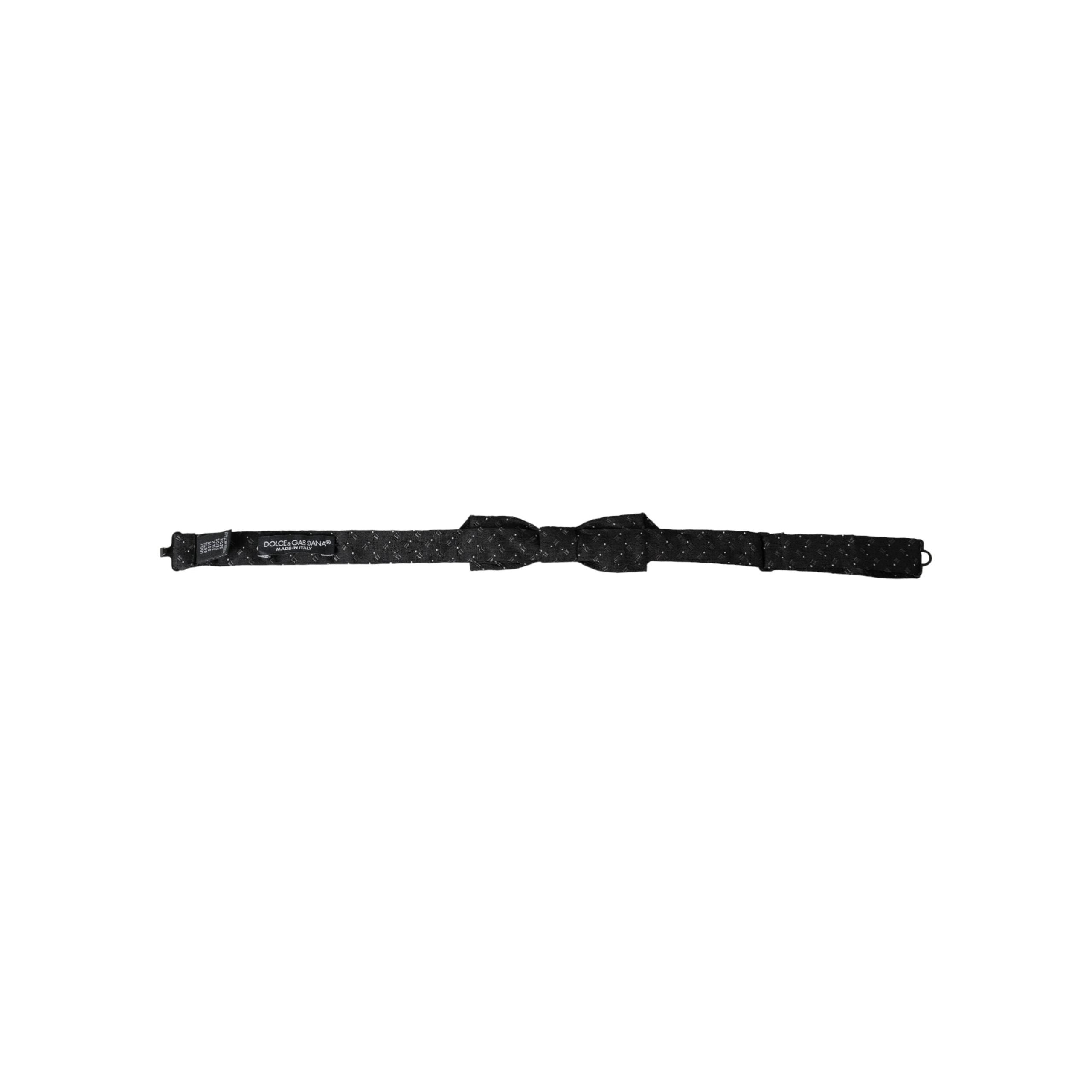 Dolce & Gabbana Black Silk Patterned Adjustable Neck Bow Tie