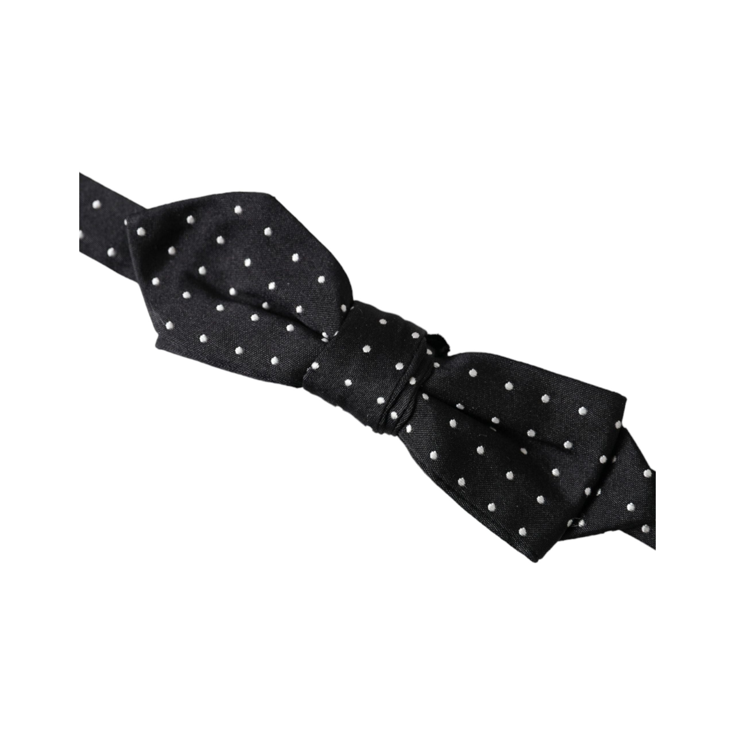Dolce & Gabbana Black Silk Polka Dot Bow Tie