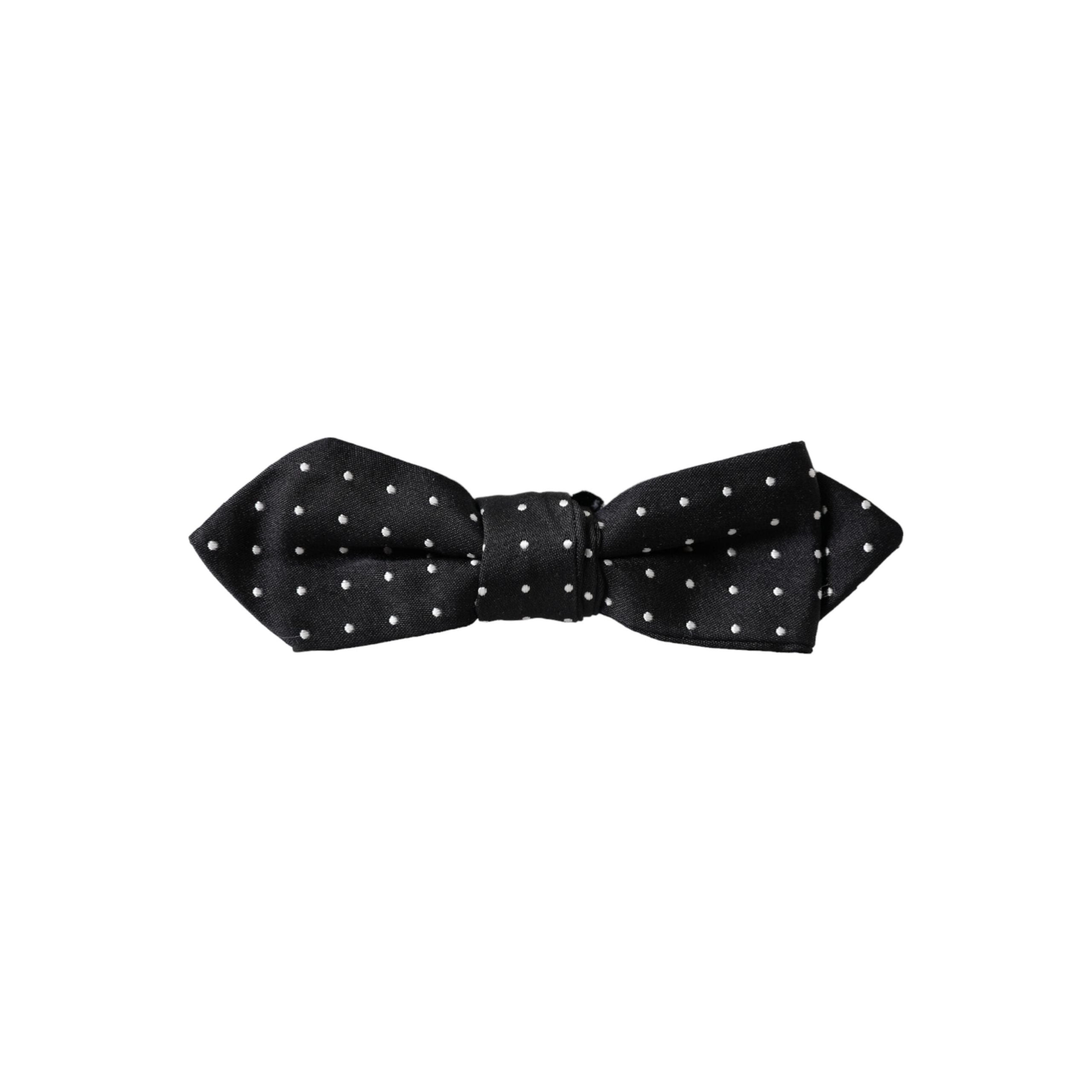 Dolce & Gabbana Black Silk Polka Dot Bow Tie