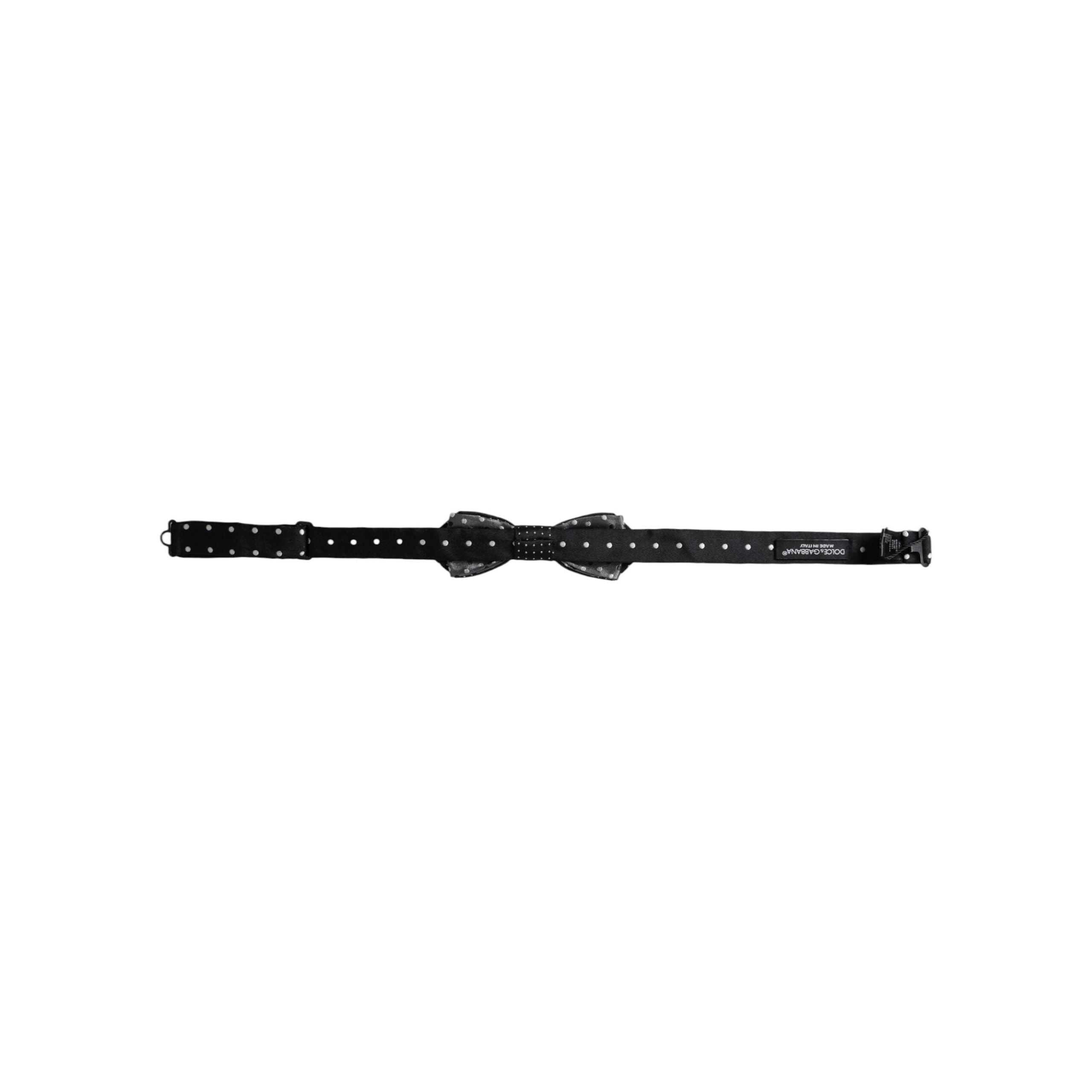 Dolce & Gabbana Black Silk Polka Dot Adjustable Neck Bow Tie