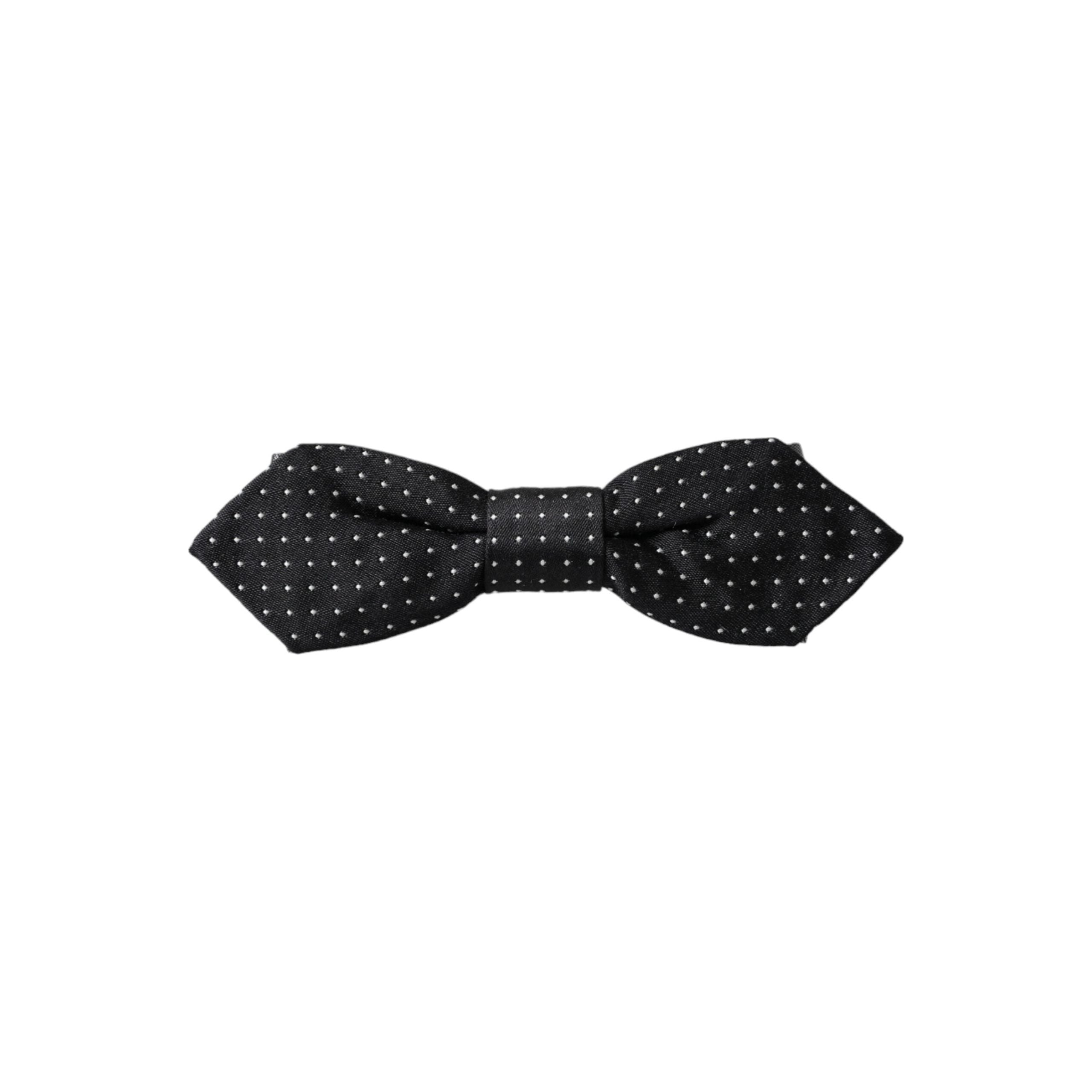 Dolce & Gabbana Black Silk Polka Dot Adjustable Neck Bow Tie