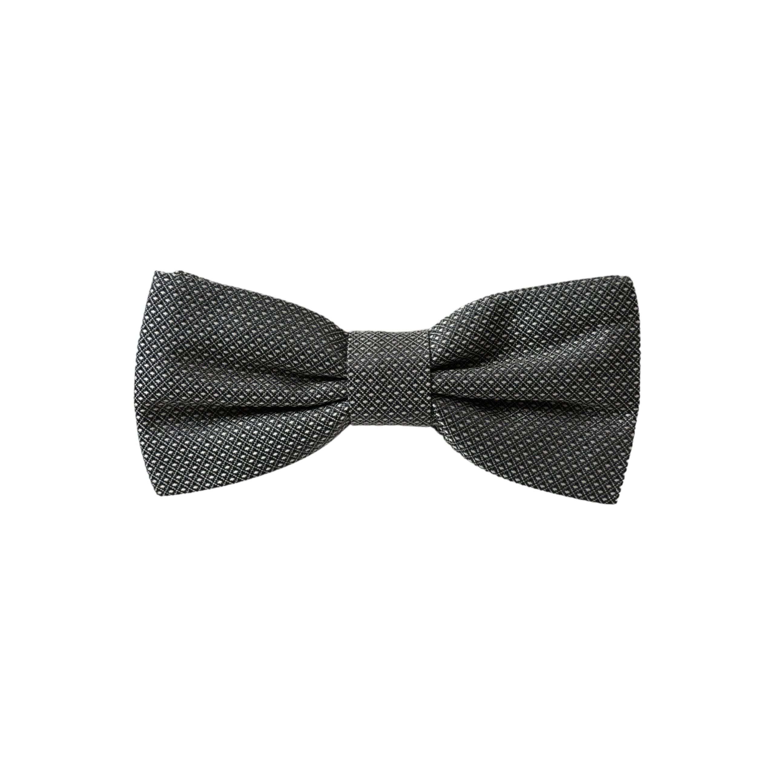 Dolce & Gabbana Gray Silk Patterned Adjustable Neck Bow Tie