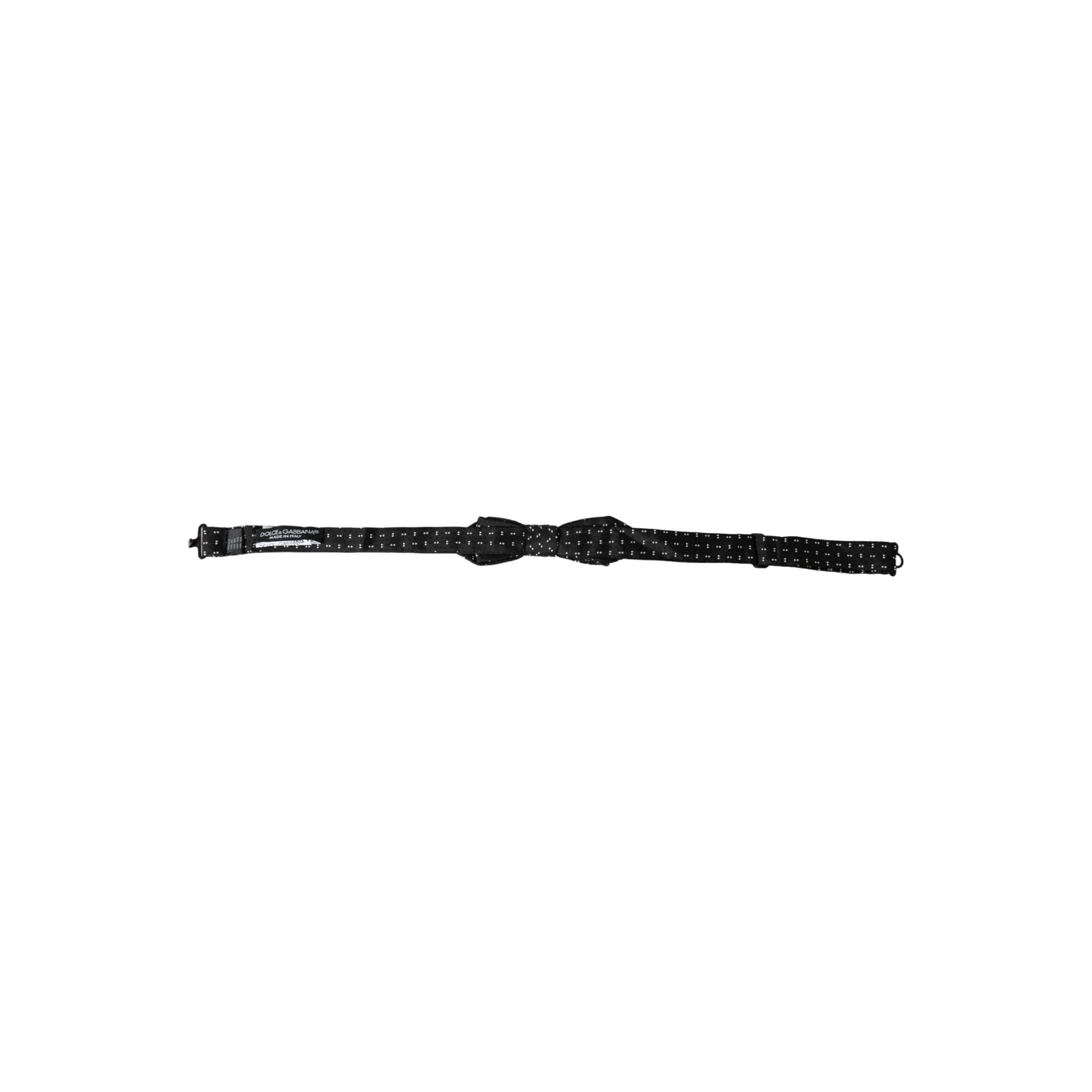 Dolce & Gabbana Black Silk Patterned Adjustable Neck Bow Tie