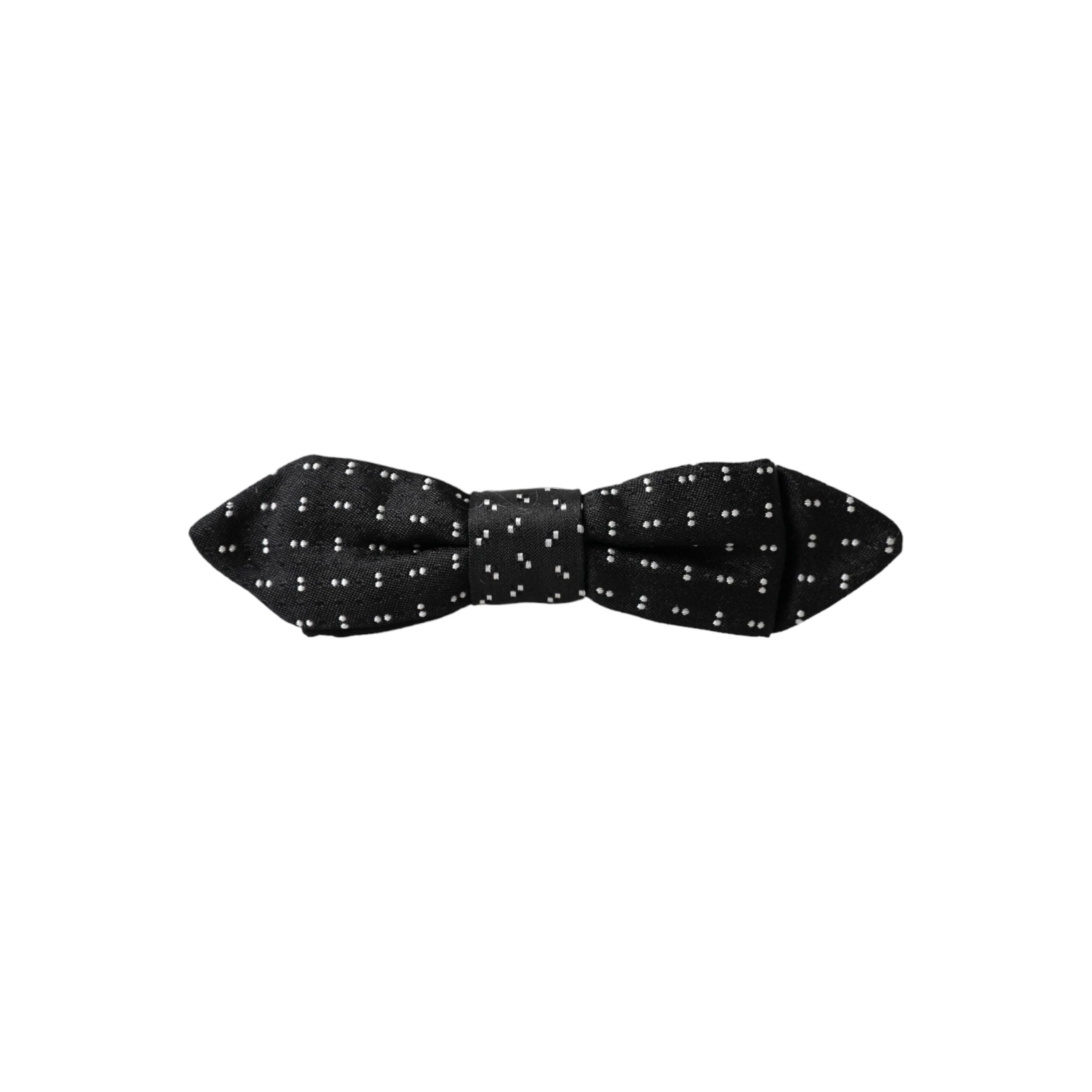 Dolce & Gabbana Black Silk Patterned Adjustable Neck Bow Tie