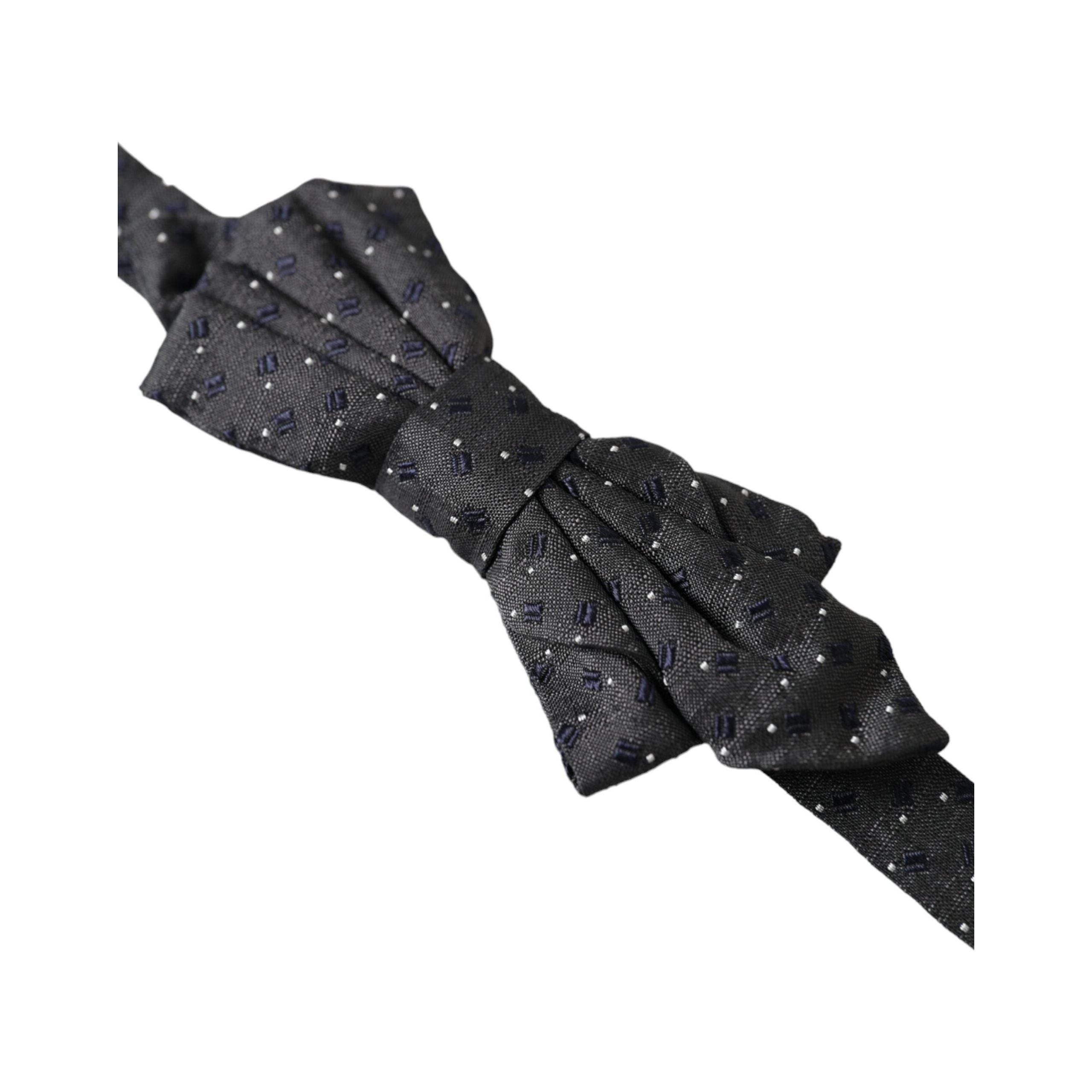 Dolce & Gabbana Black Silk Patterned Bow Tie