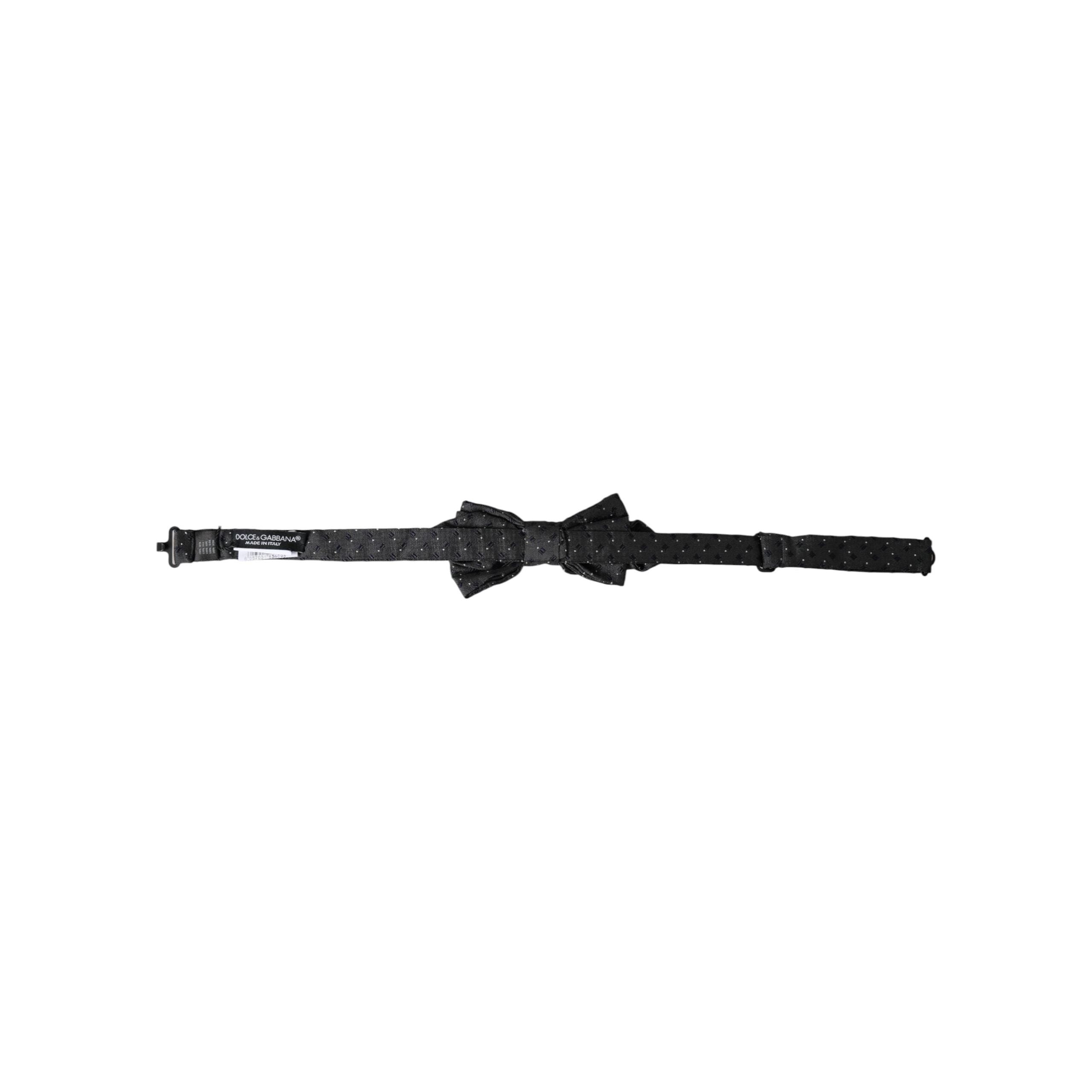 Dolce & Gabbana Black Silk Patterned Bow Tie
