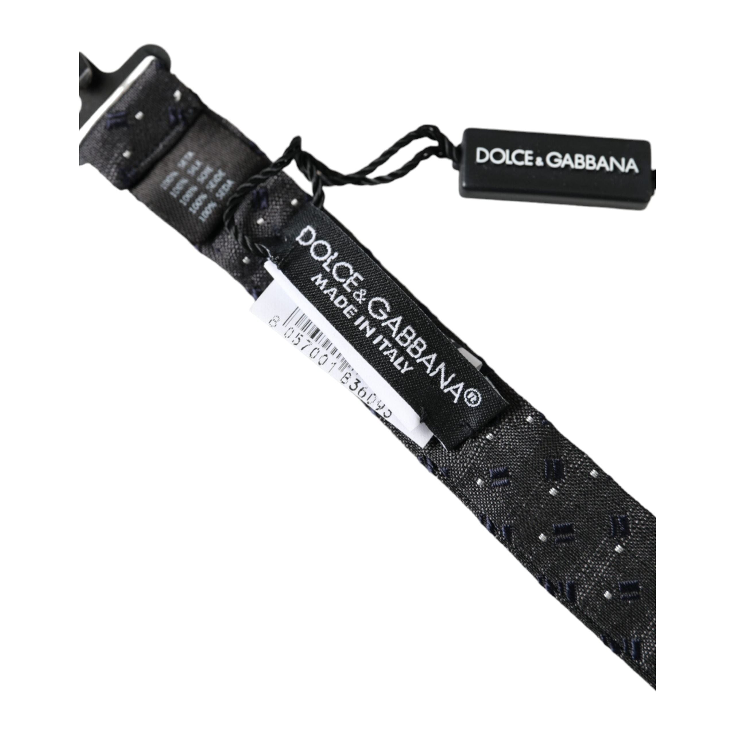 Dolce & Gabbana Black Silk Patterned Bow Tie