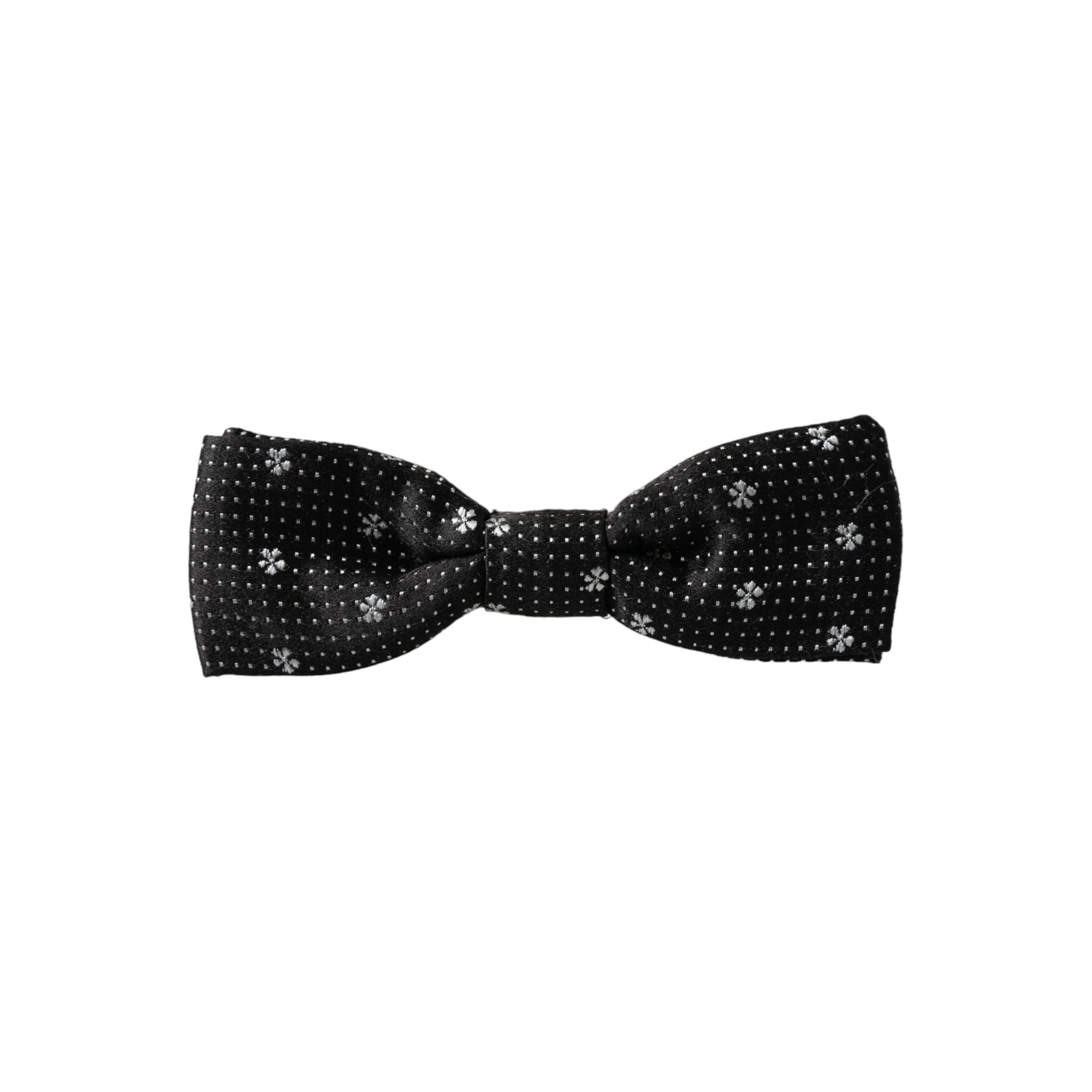 Dolce & Gabbana Black Silk Floral Bow Tie