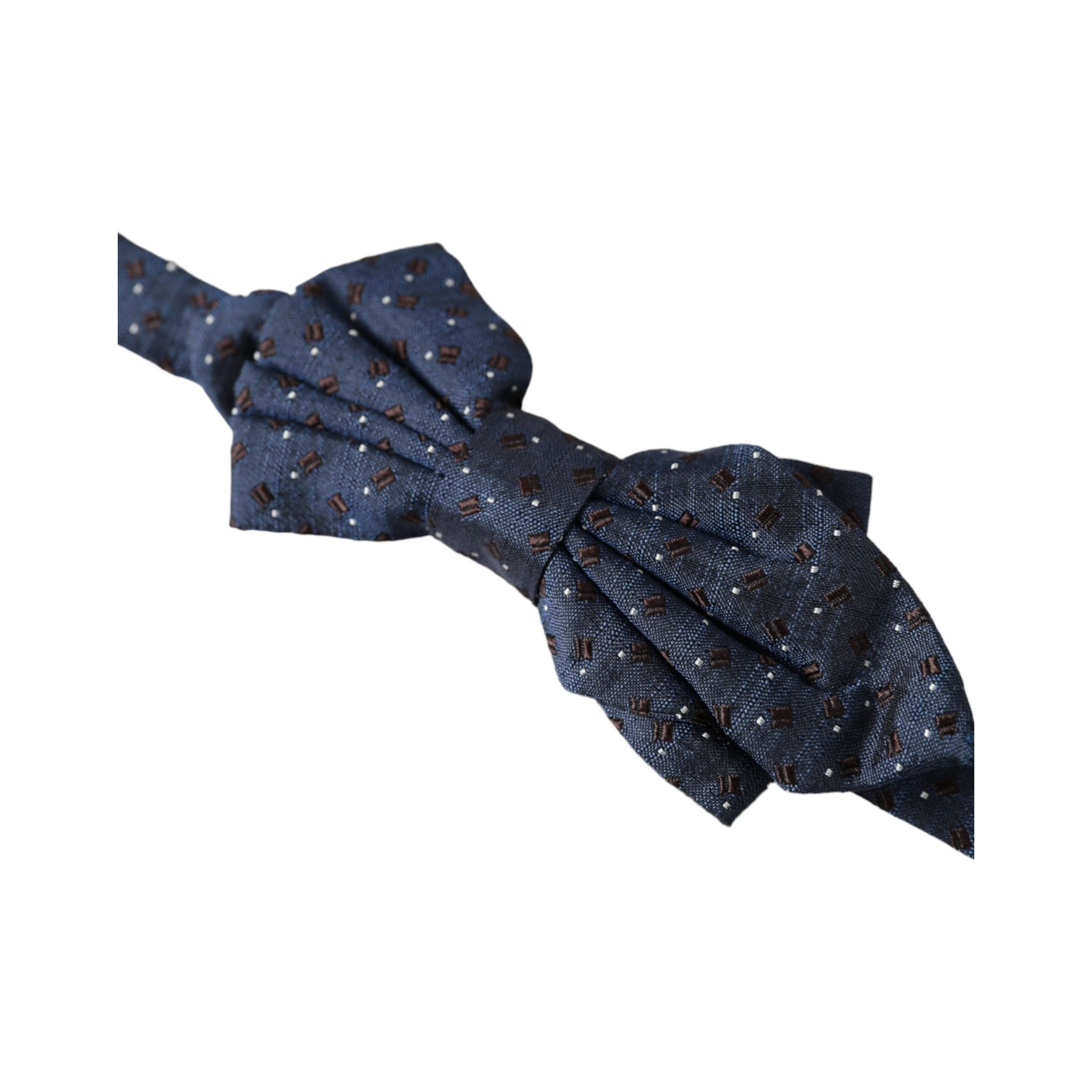 Dolce & Gabbana Navy Blue Silk Patterned Adjustable Bow Tie