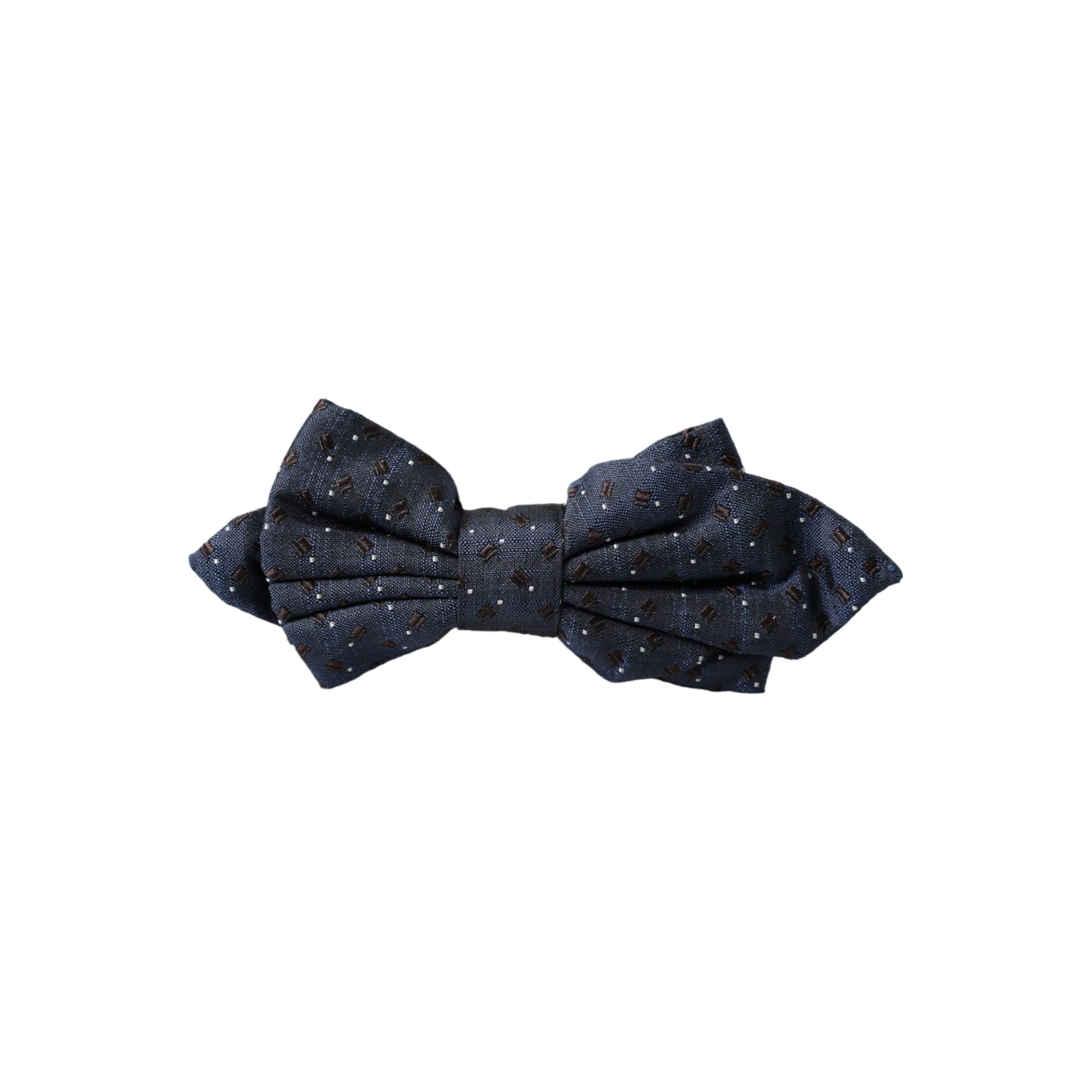 Dolce & Gabbana Navy Blue Silk Patterned Adjustable Bow Tie