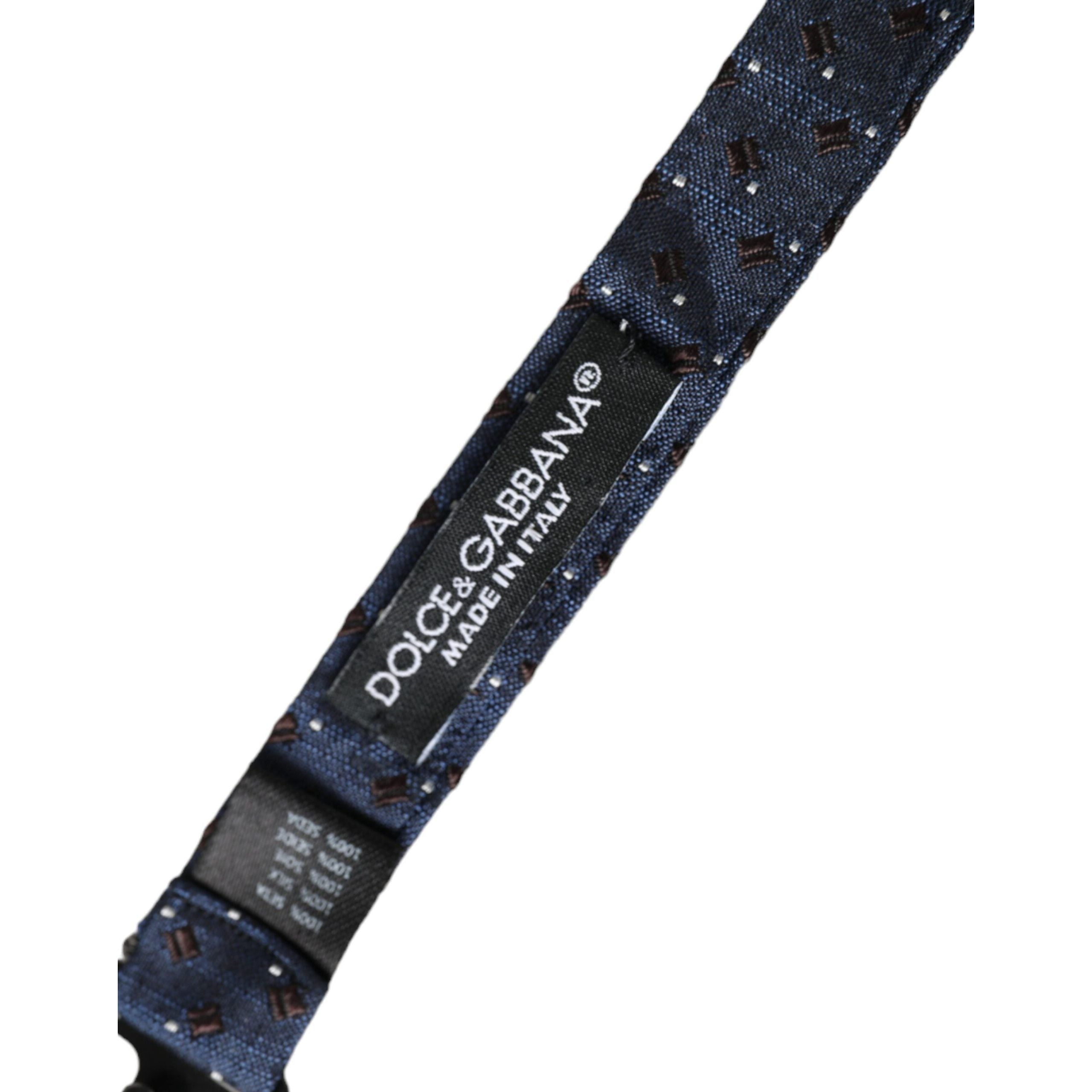 Dolce & Gabbana Navy Blue Silk Patterned Adjustable Bow Tie