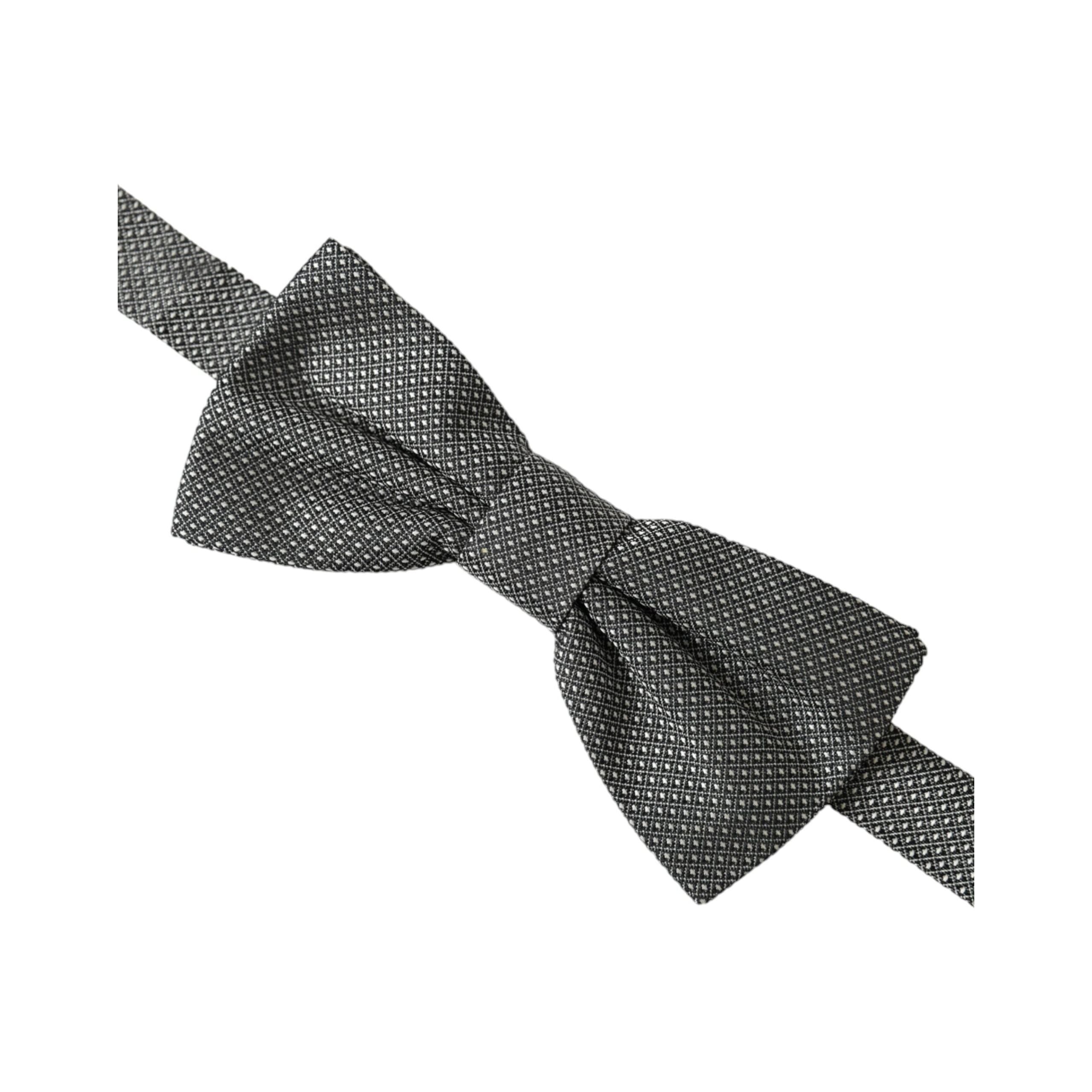 Dolce & Gabbana Gray Silk Patterned Adjustable Bow Tie