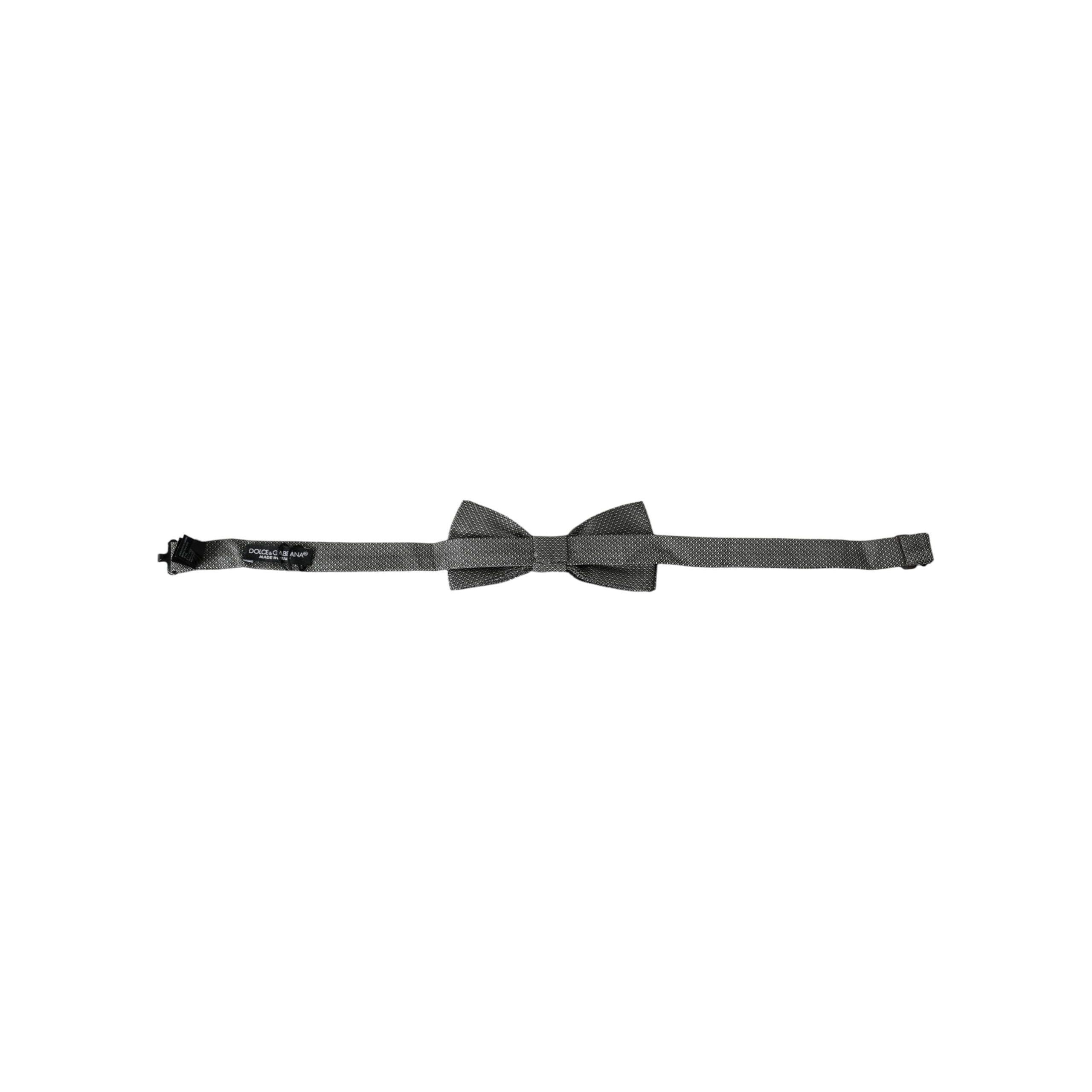 Dolce & Gabbana Gray Silk Patterned Adjustable Bow Tie