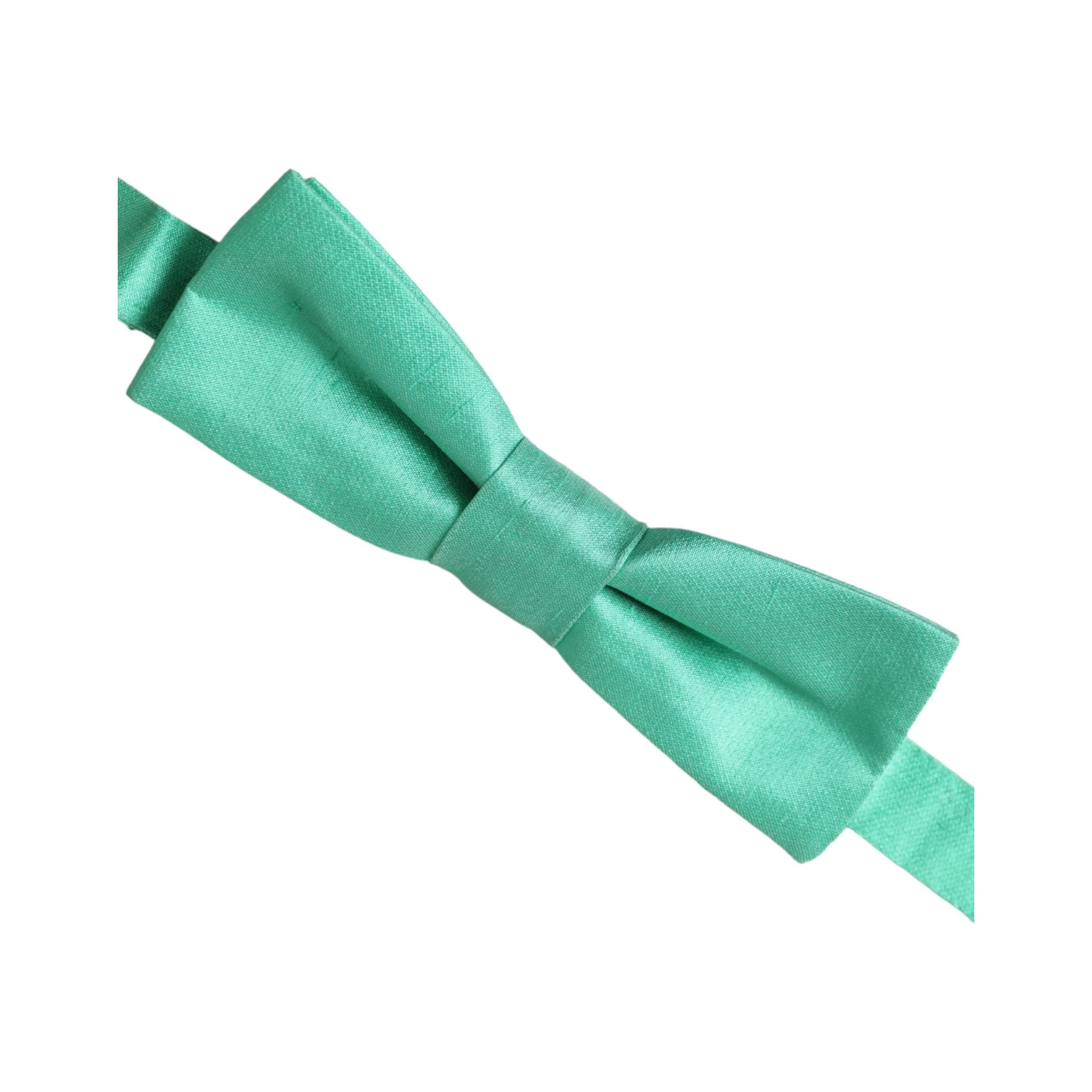 Dolce & Gabbana Mint Green Silk Adjustable Neck Bow Tie