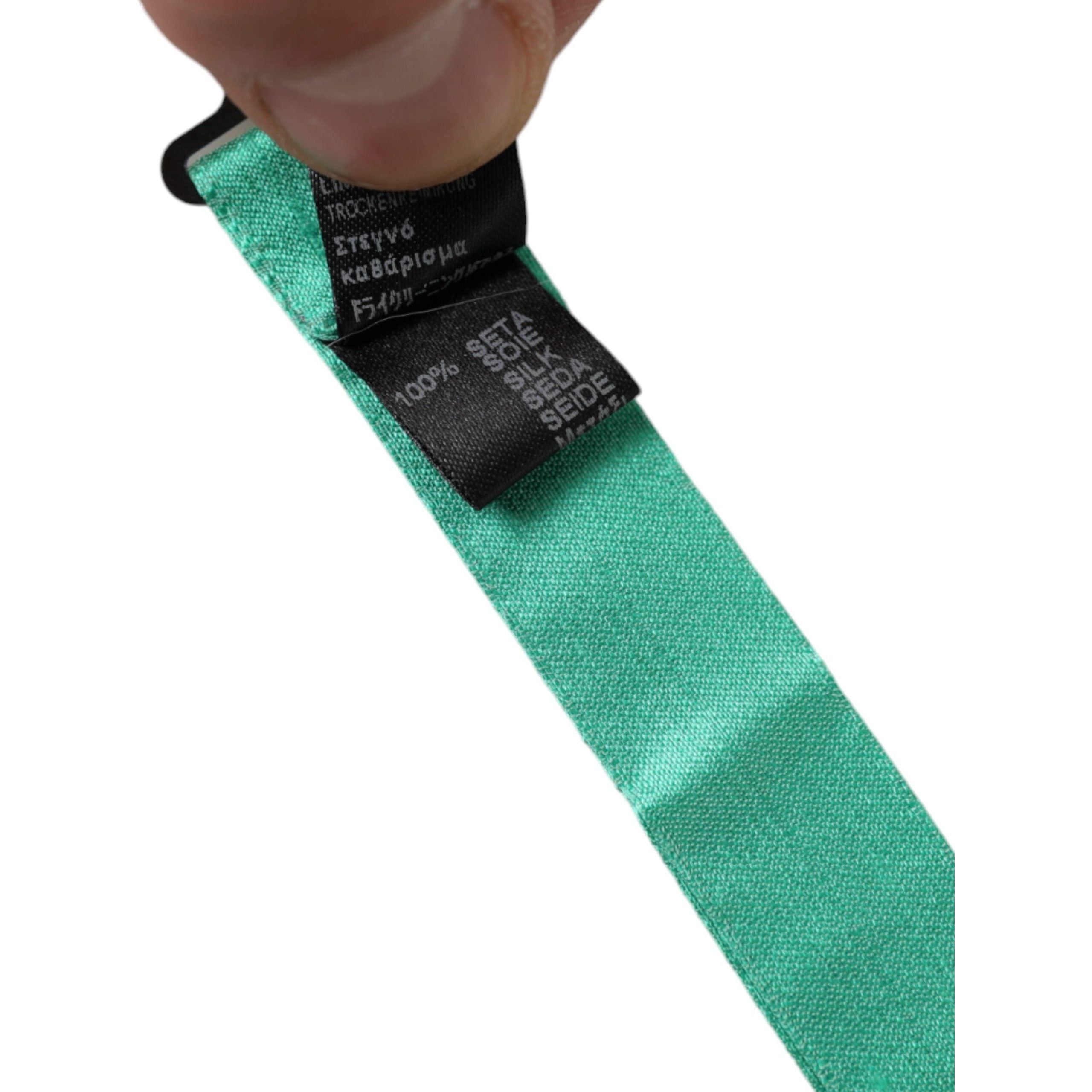 Dolce & Gabbana Mint Green Silk Adjustable Neck Bow Tie